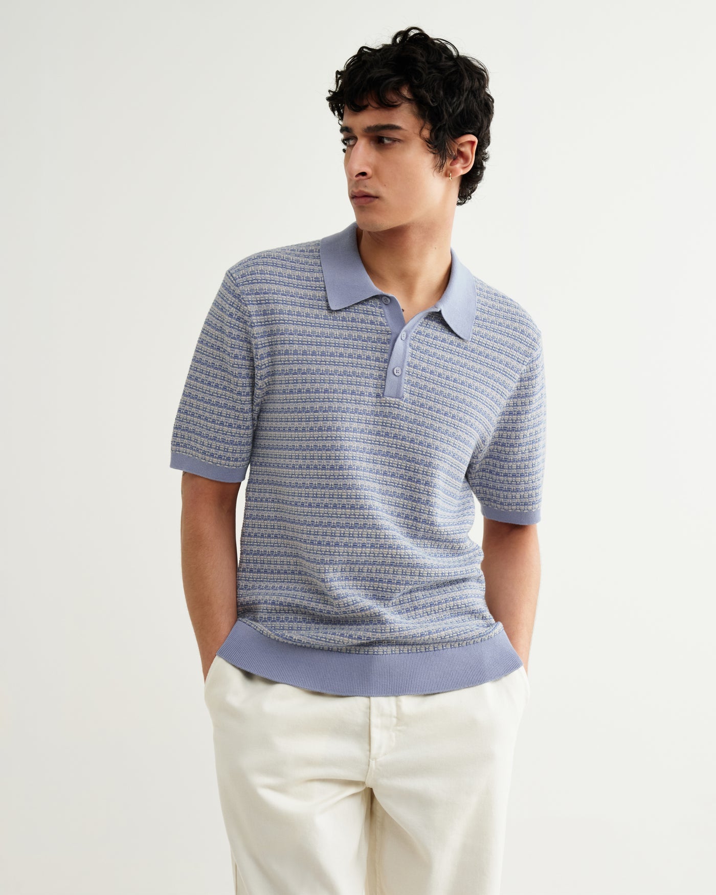 Naples Polo in Mini Geo Light Blue