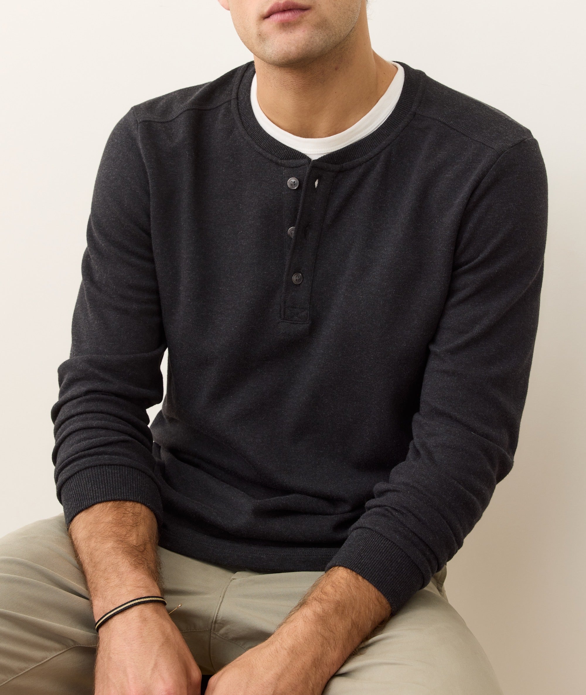 Pacifica Stretch Henley Charcoal