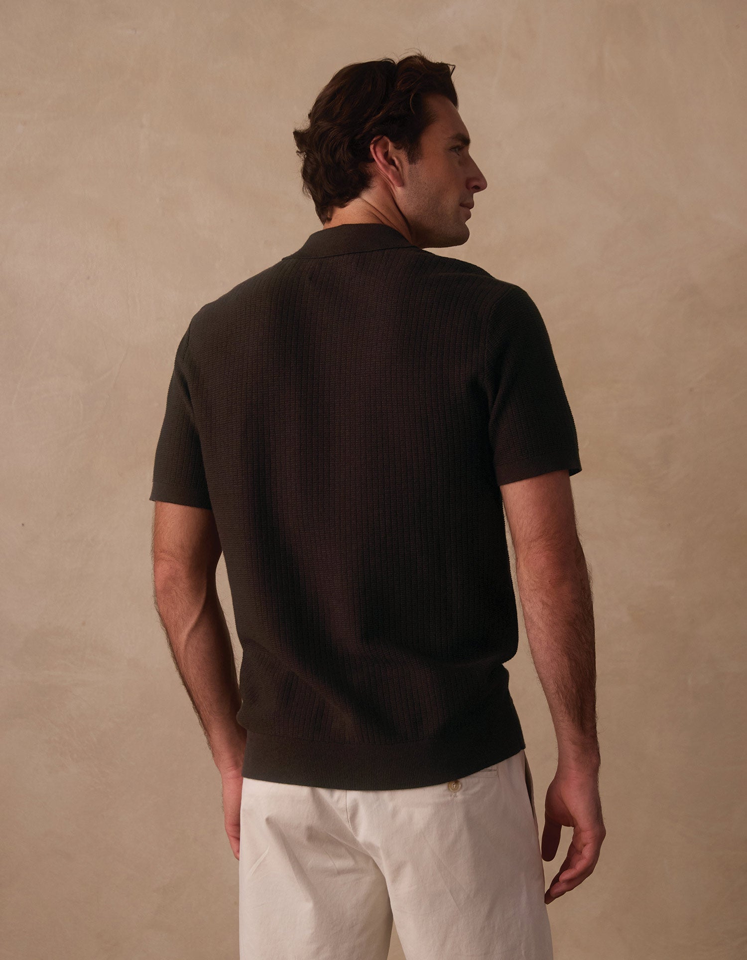 Breezeknit Short Sleeve Button Up Dark Brown