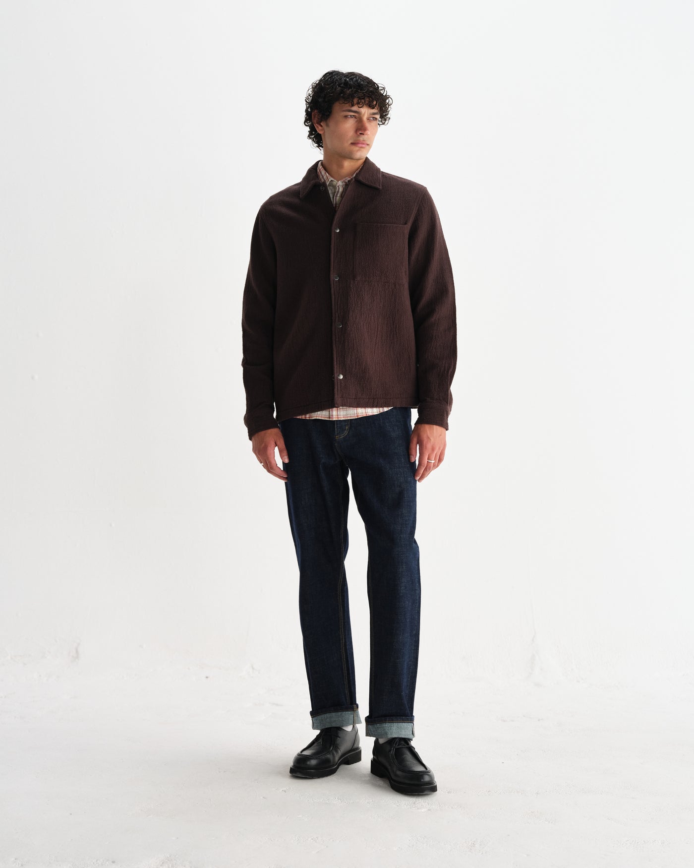 Romer Shirt - Heavy Crinkle Cotton Dark Brown