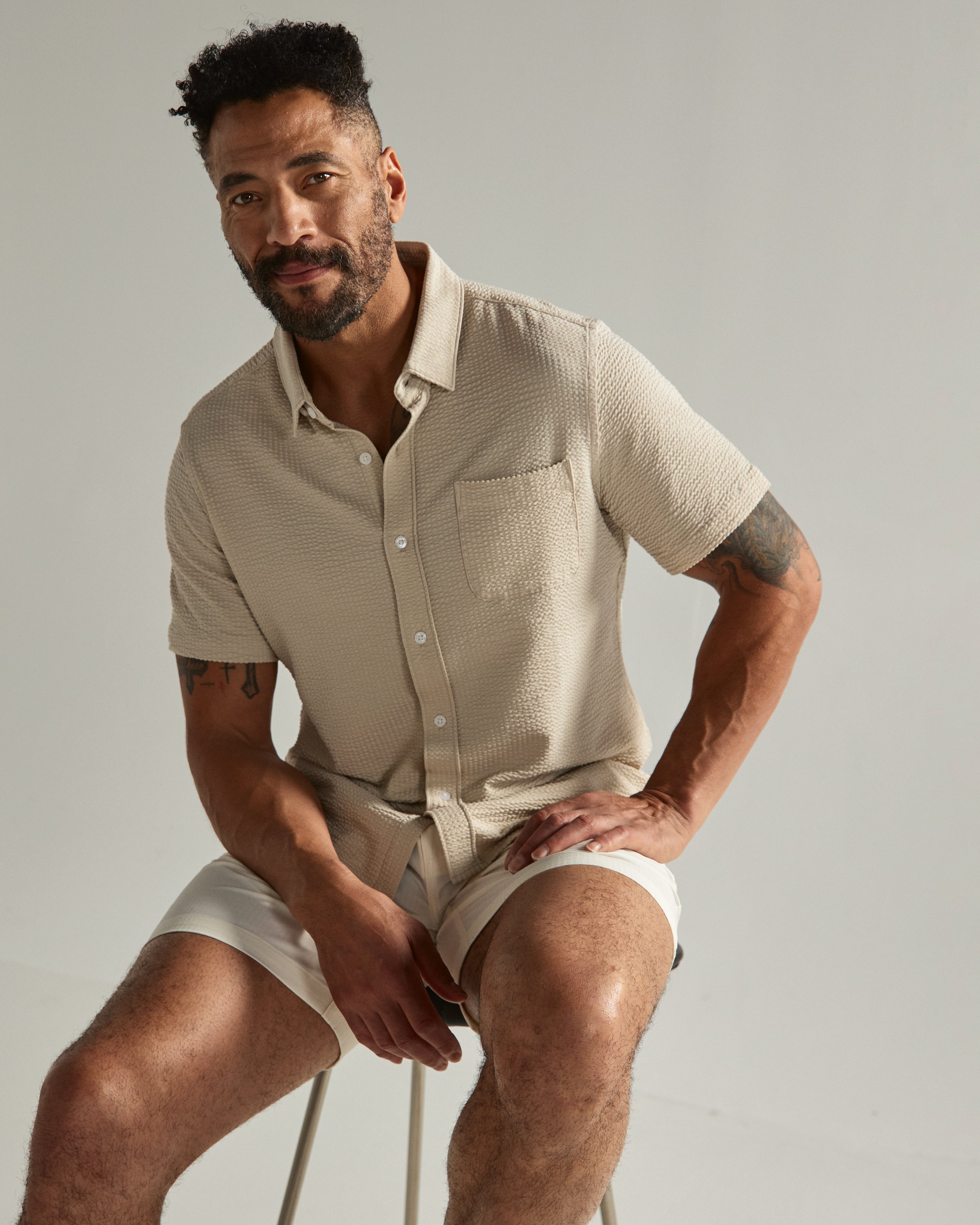 Bennet Seersucker Shirt Tan