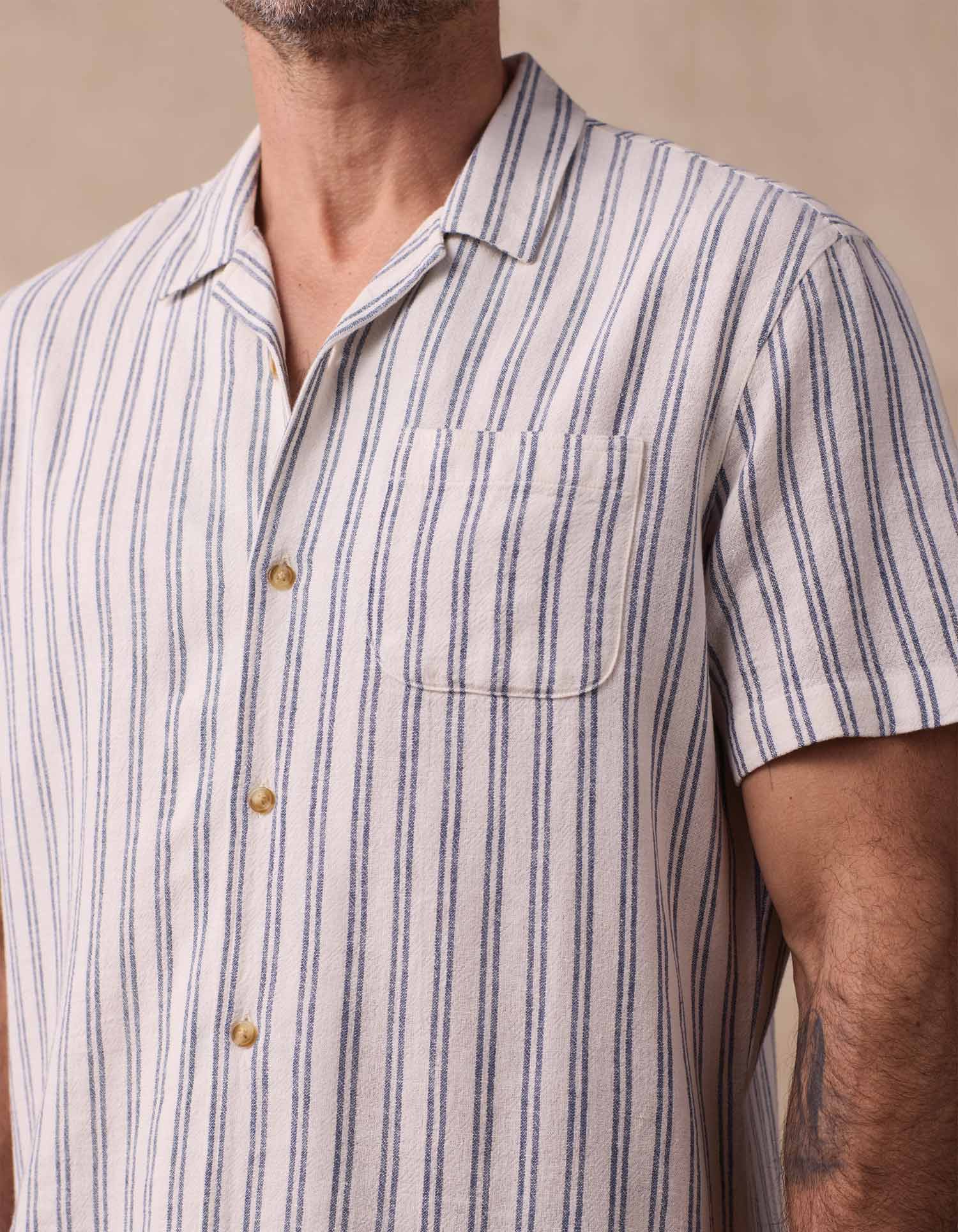 Freshwater Camp Shirt Vintage Blue Stripe