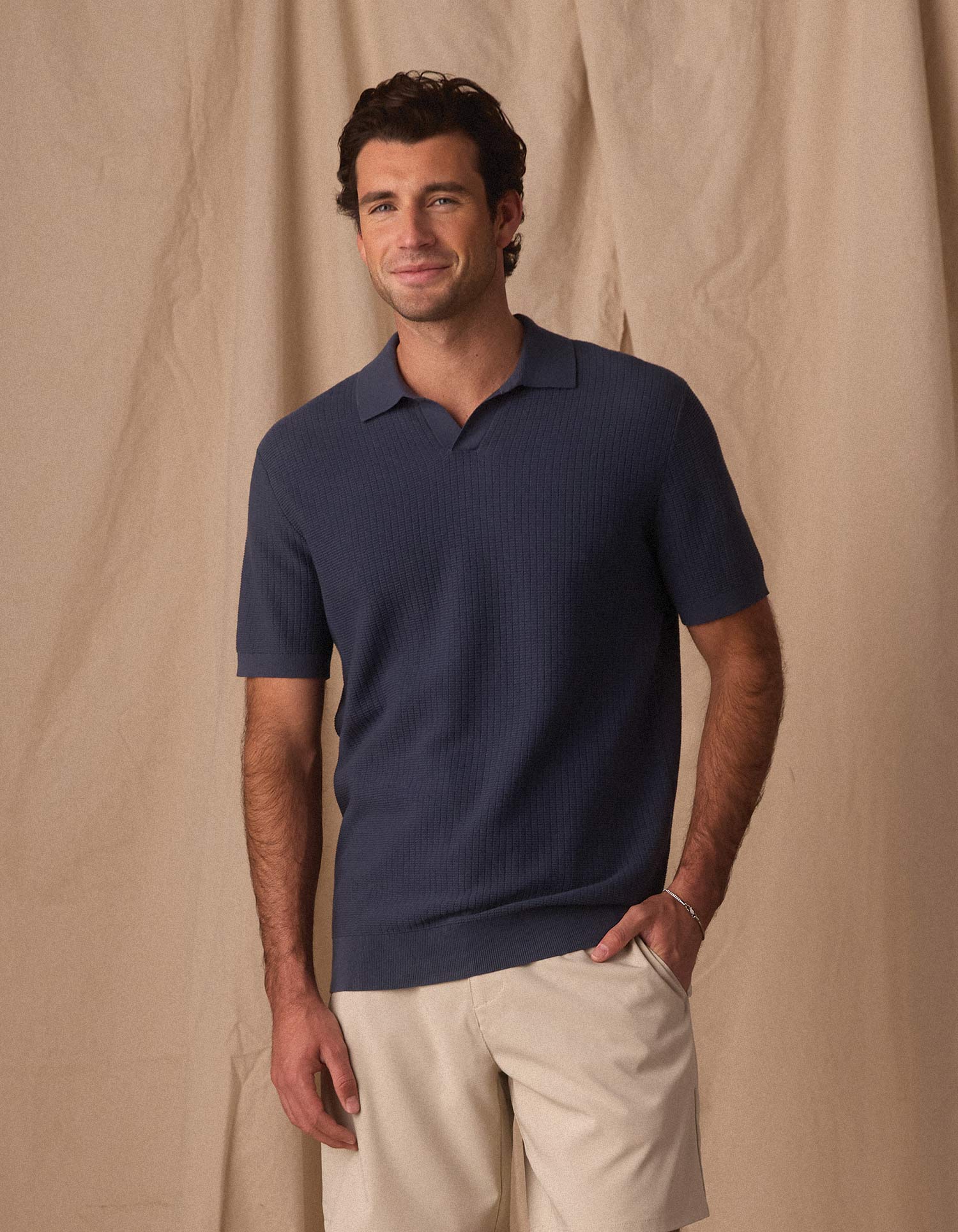 Breezeknit Short Sleeve Polo Vintage Blue