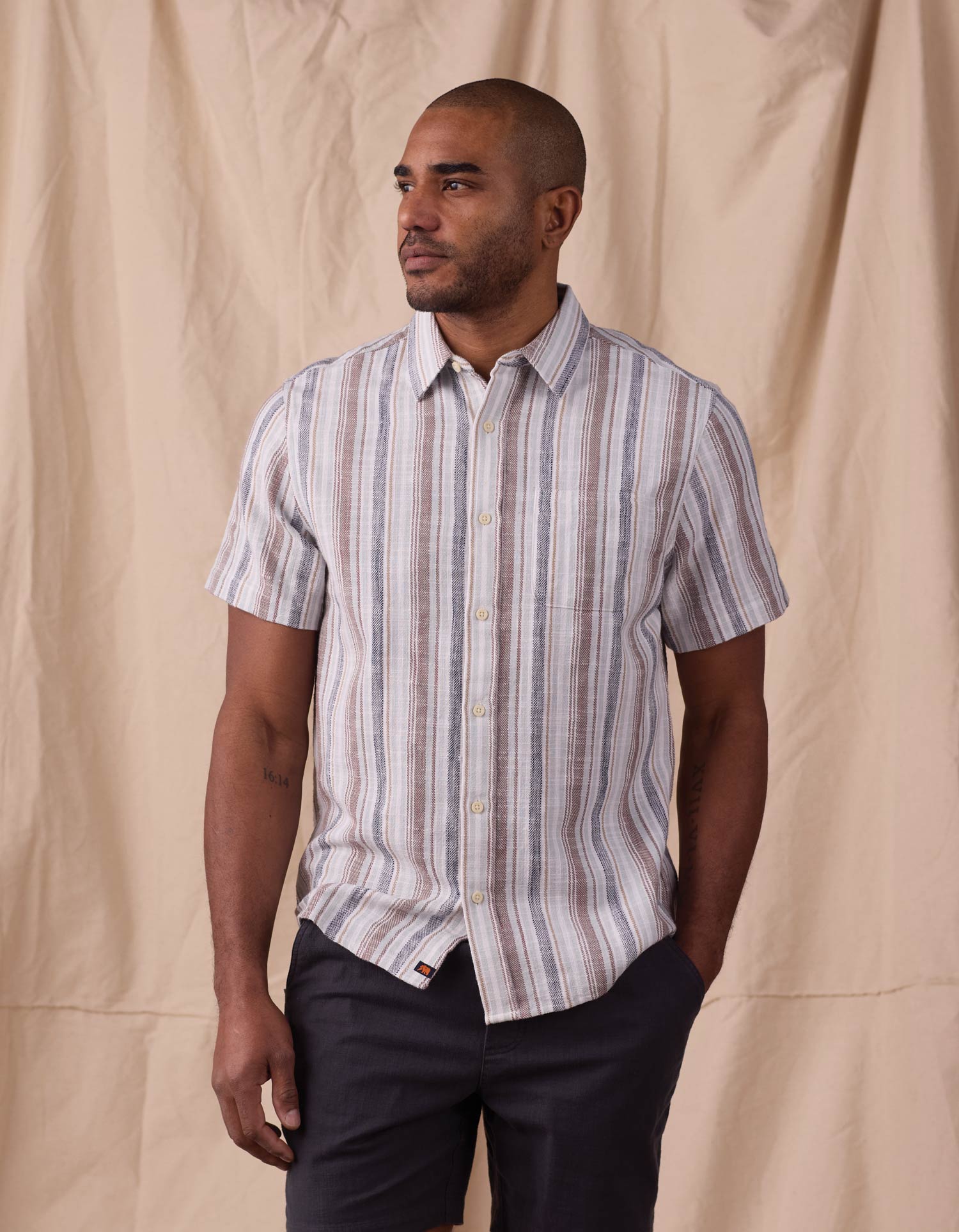 Freshwater Button Up Shirt Misty Harbor Stripe
