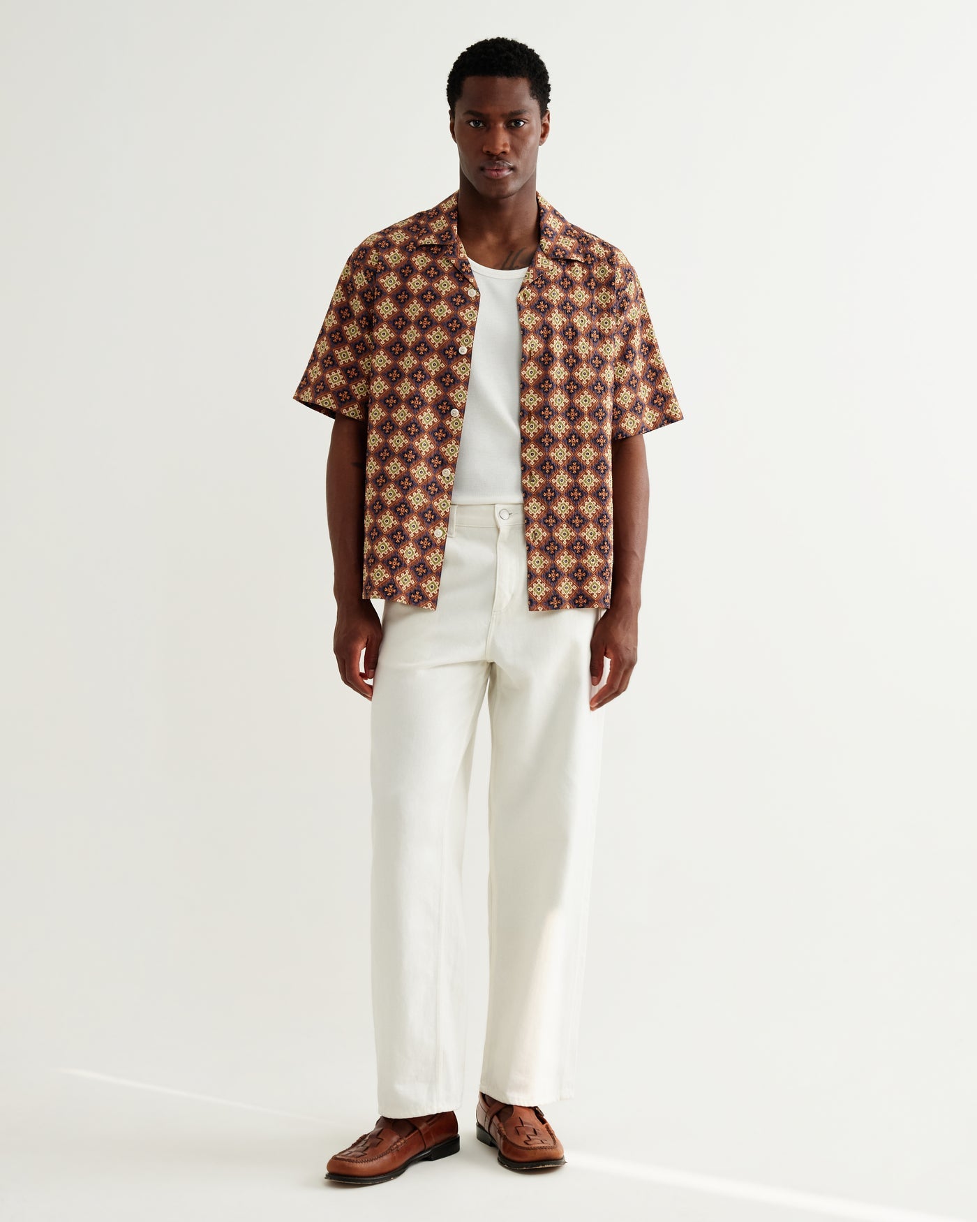 Didcot Shirt in Seersucker Tiles Rust/Multi