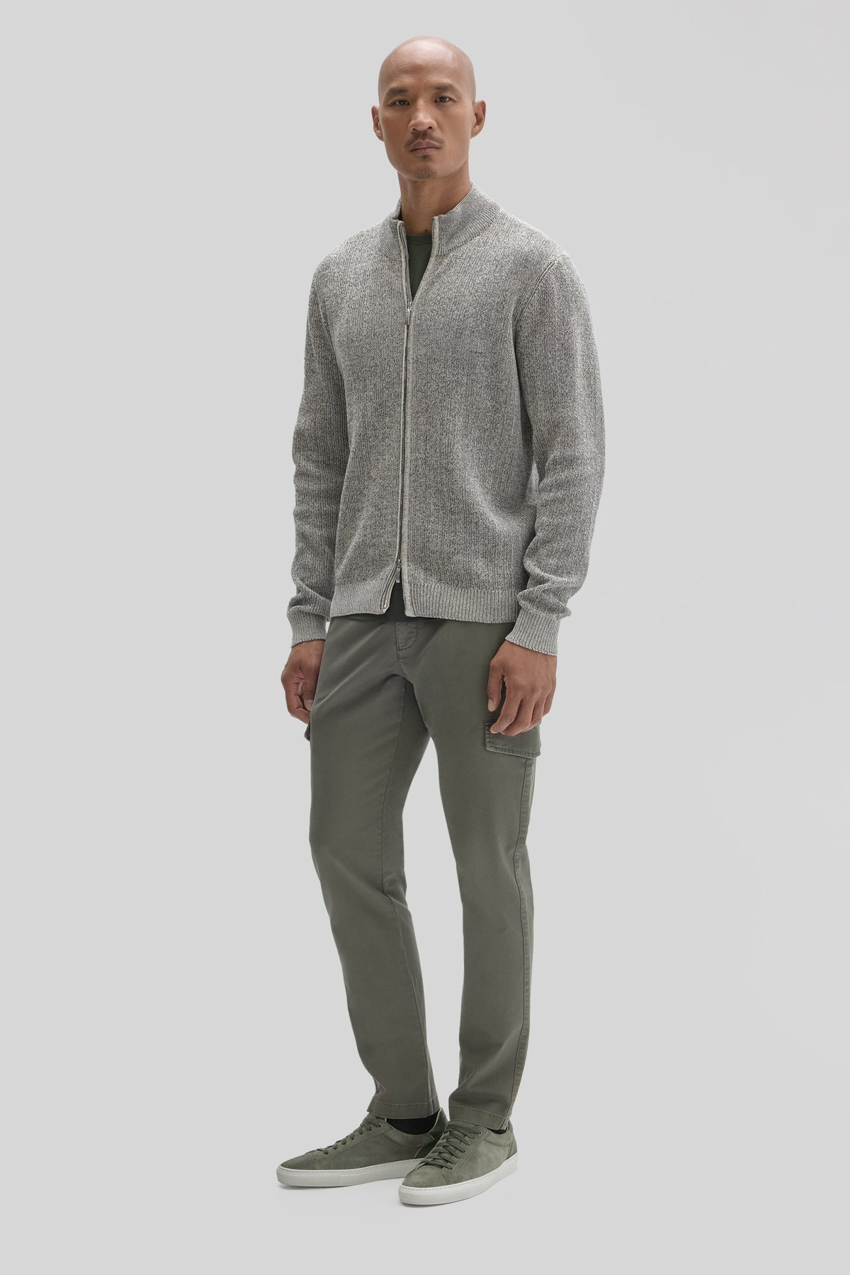 Idris Full-Zip Mockneck Sweater Moonstone