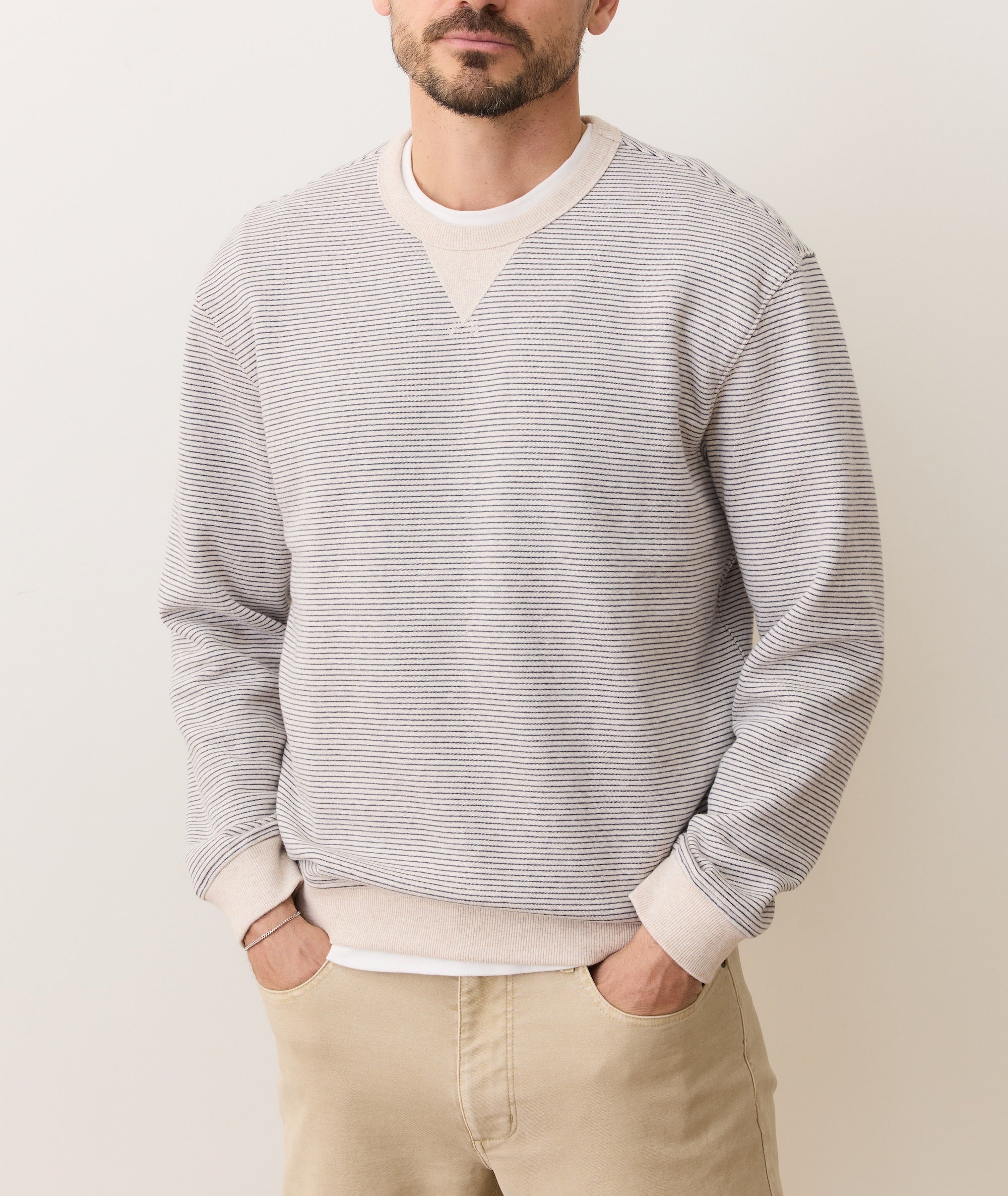 Relaxed Cloud 9 Fleece Crewneck Driftwood Mini Stripe