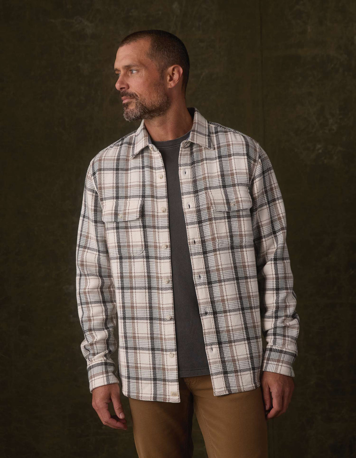 Mountain Textured Overshirt Winter White Plaid