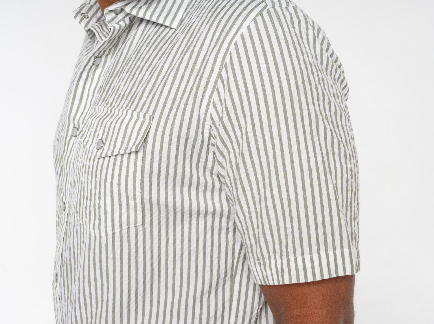 Seersucker Performance Pearl Snap Short Sleeve Shirt Sage