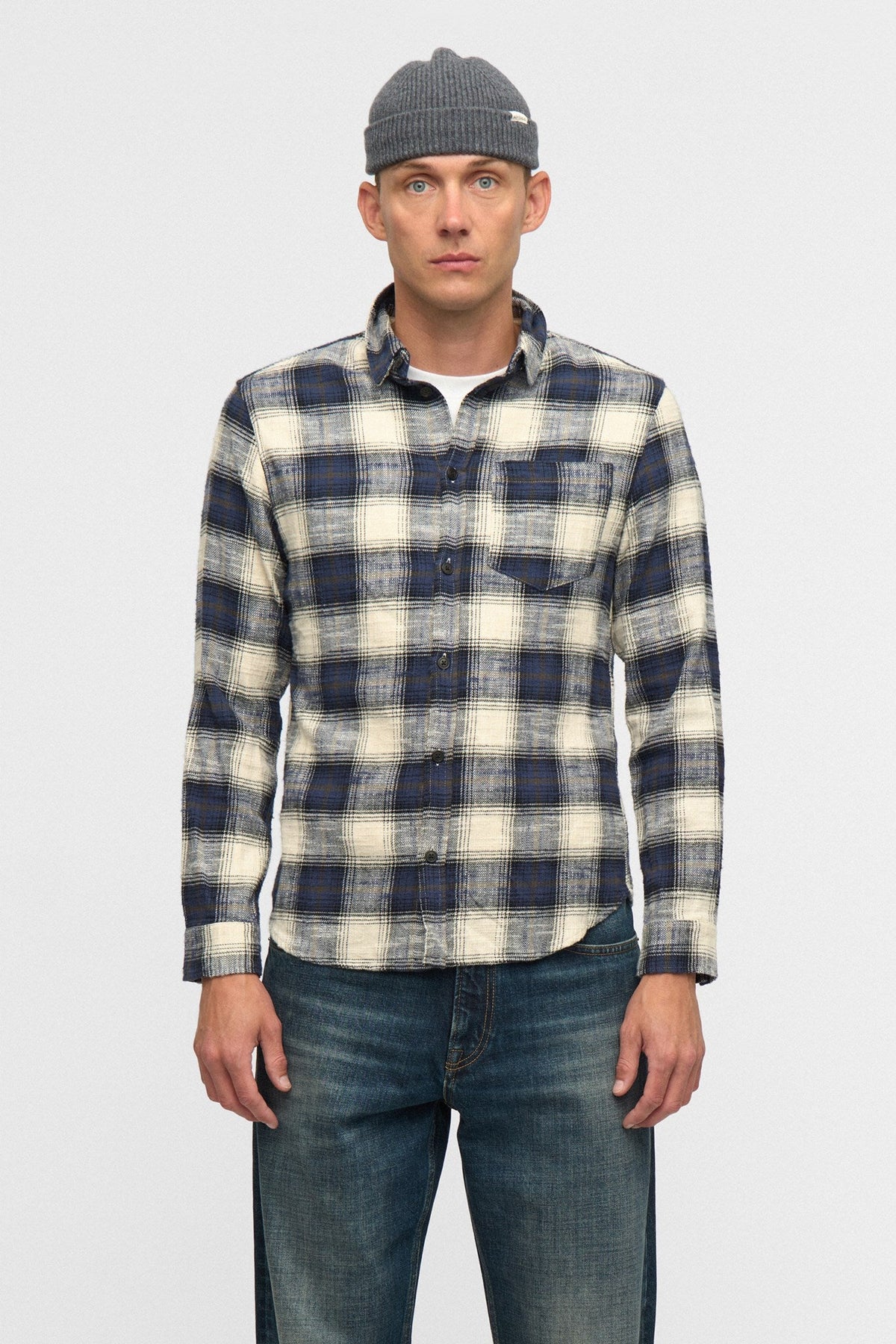Akleif Flannel Check Shirt Sky Captain