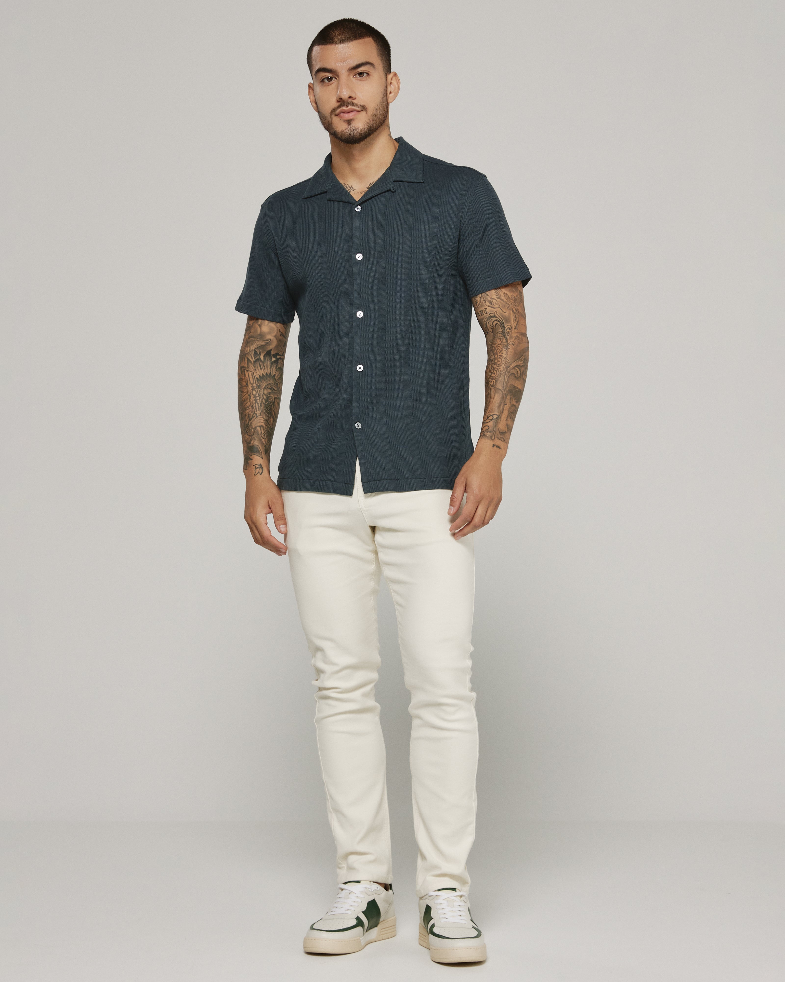 Burke Camp Sweater Shirt Petrol Navy