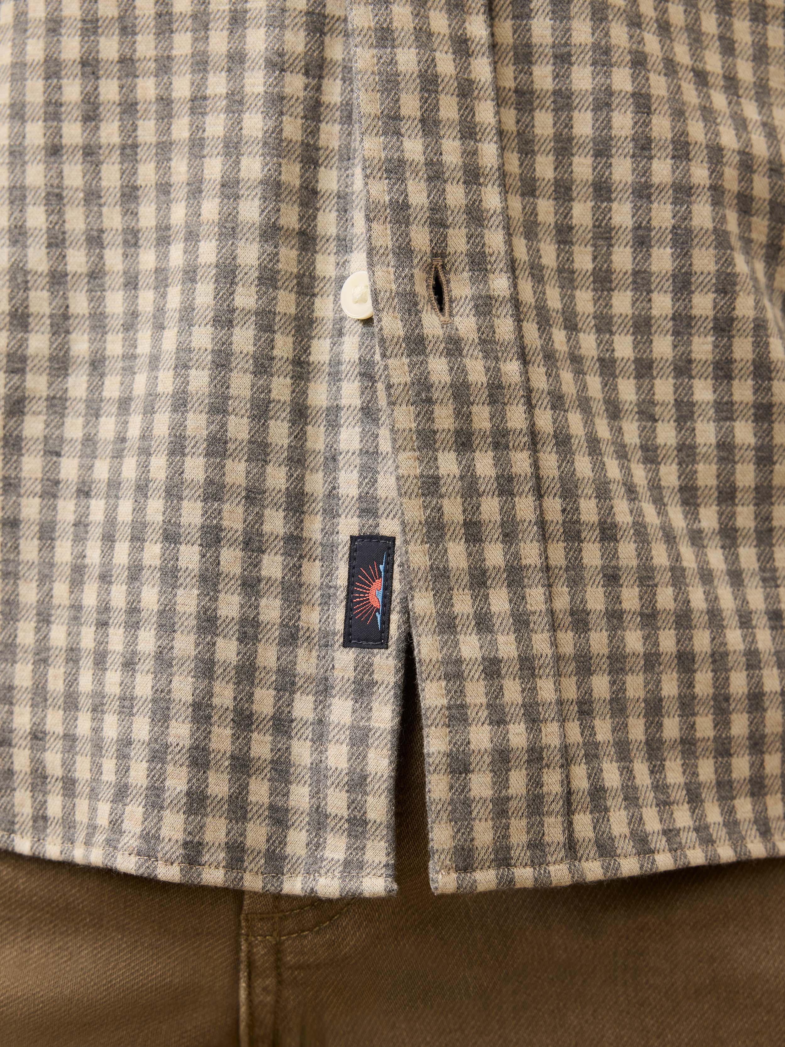 Coastline Knit Shirt Fox Grey Gingham