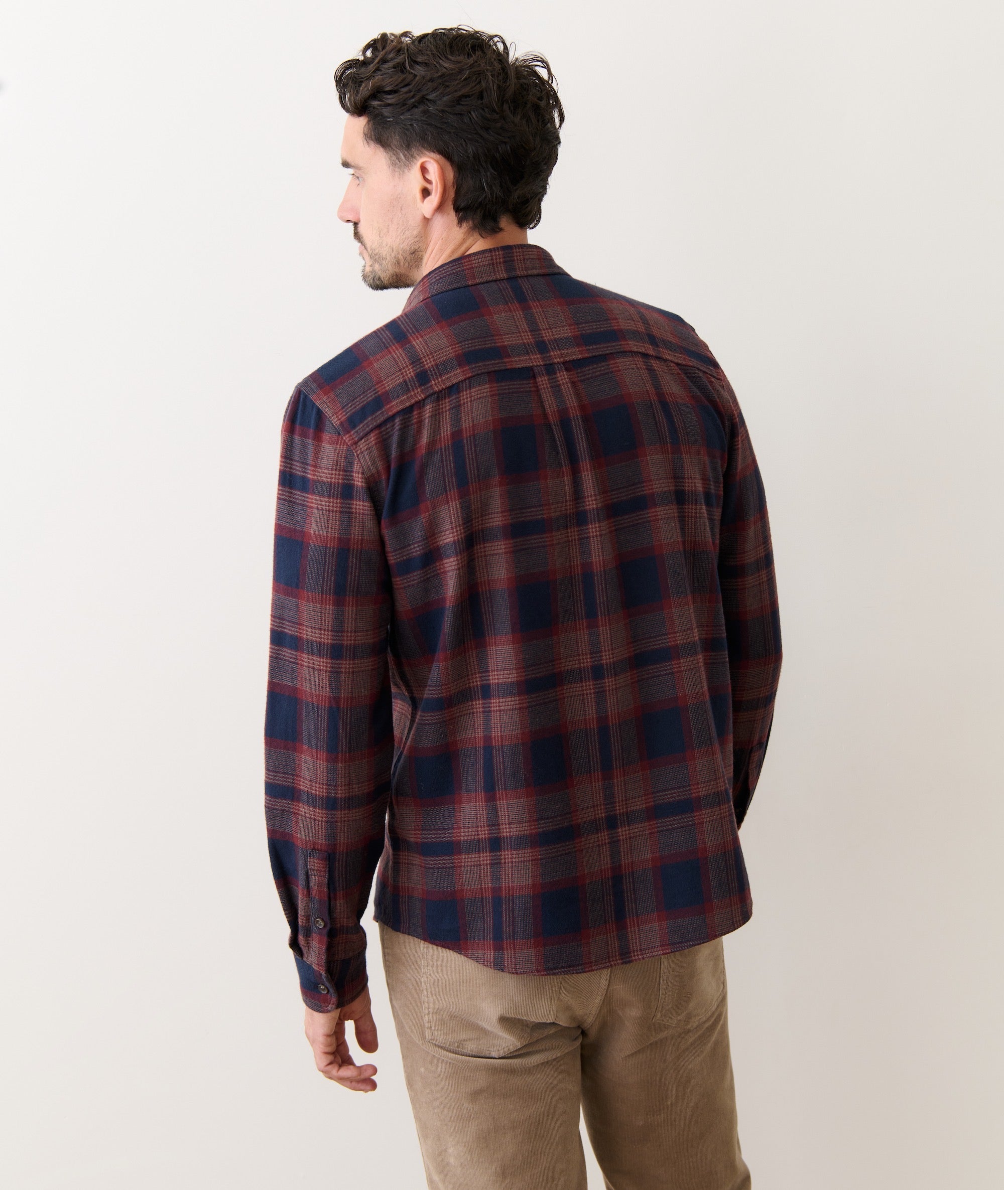 Pacifica Stretch Shirt Navy/Burgundy Plaid