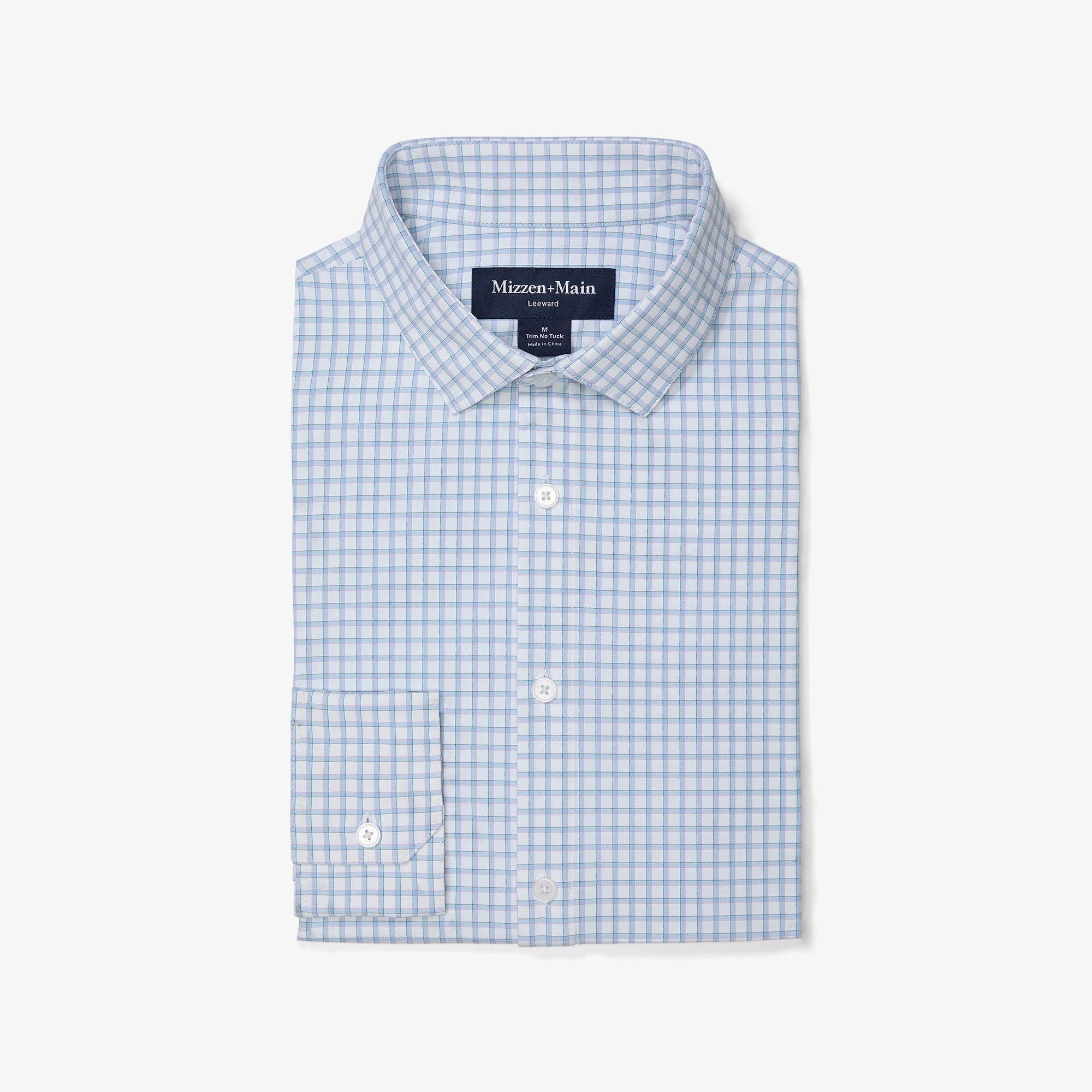 Leeward Long Sleeve Dress Shirt Light Blue Adam Plaid