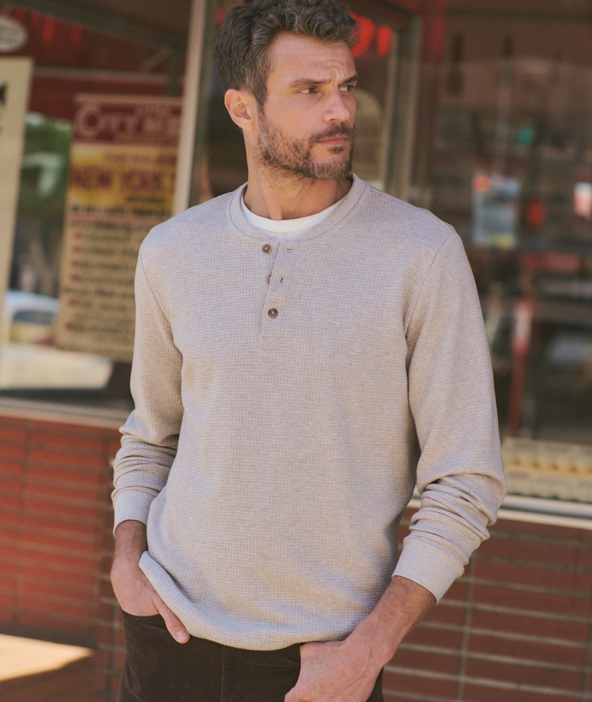 Waffle Henley Oatmeal
