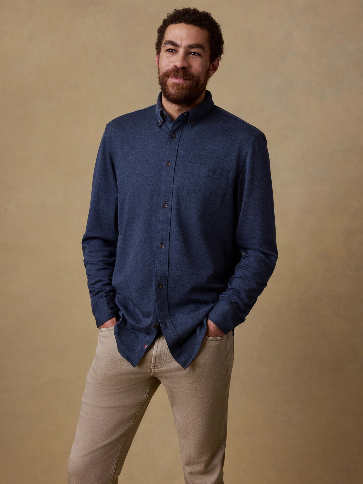 Coastline Knit Shirt Ocean Heather Twill