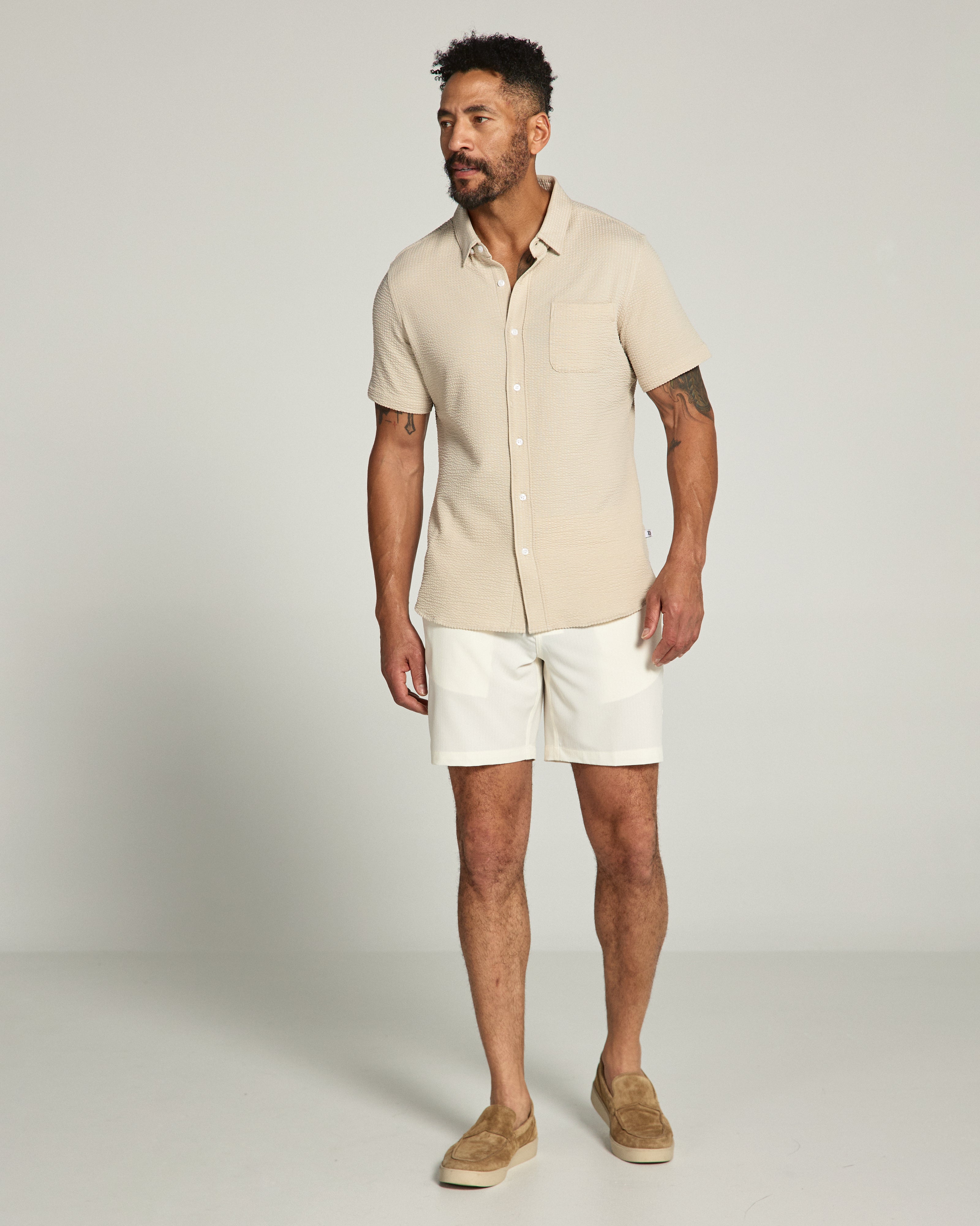 Bennet Seersucker Shirt Tan