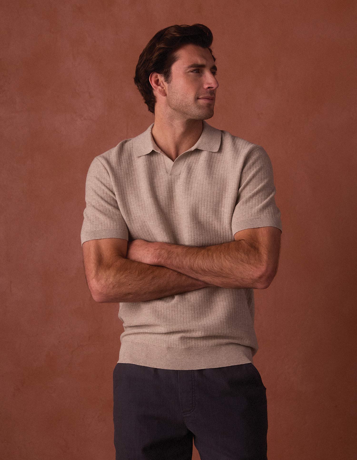 Breezeknit Short Sleeve Polo Flax