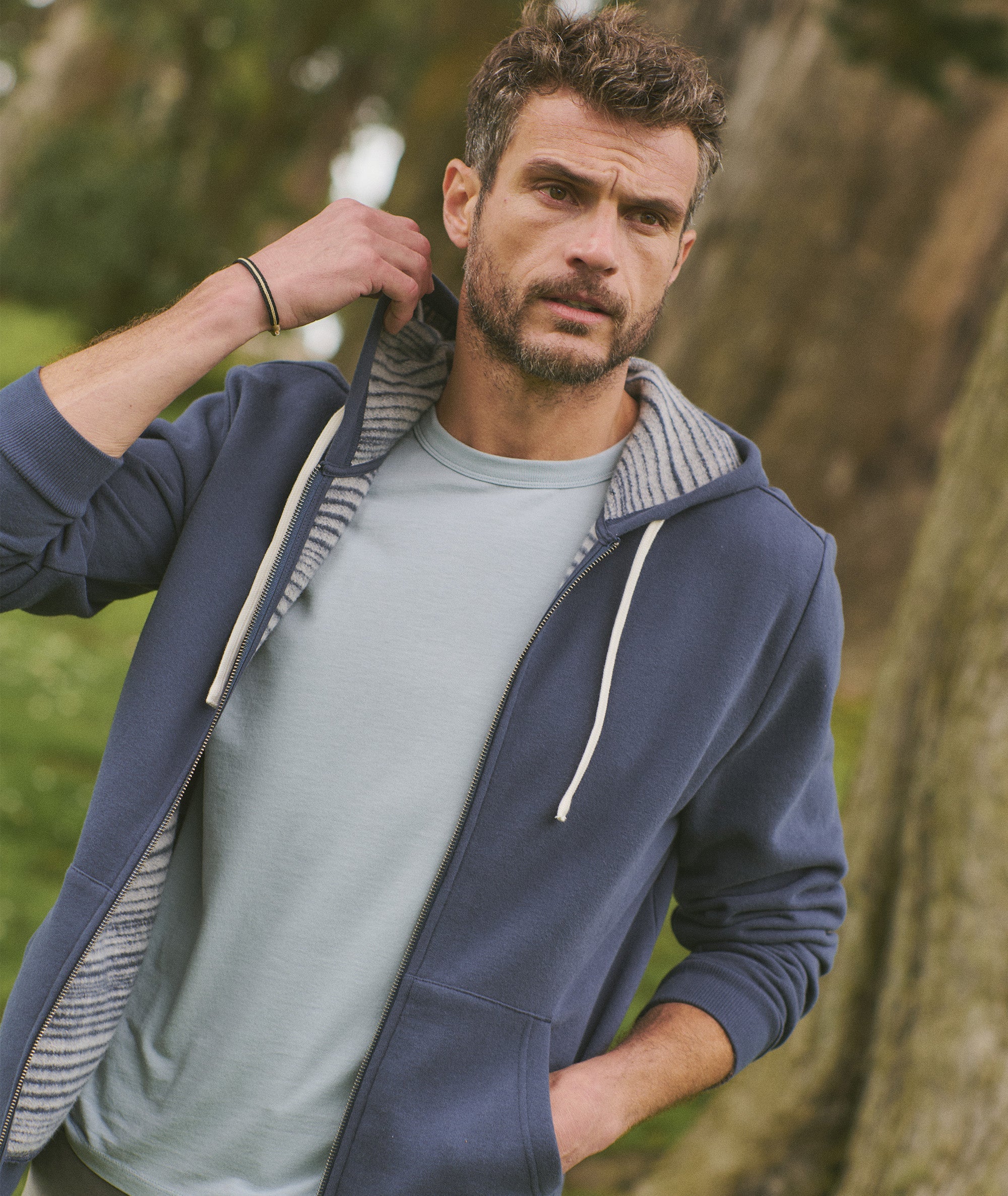 Cloud 9 Fleece Full Zip Hoodie Navy Stripe