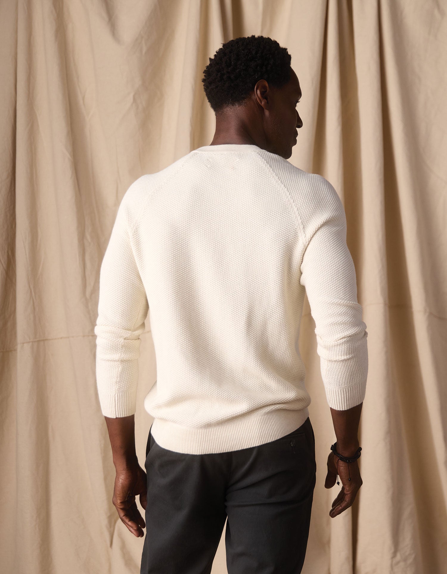 Coolmax Textured Sweater Henley Ivory