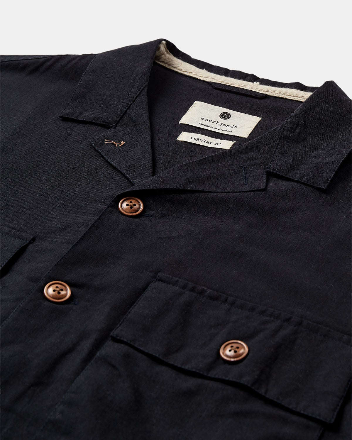 Akotto Cot/Linen Overshirt Caviar