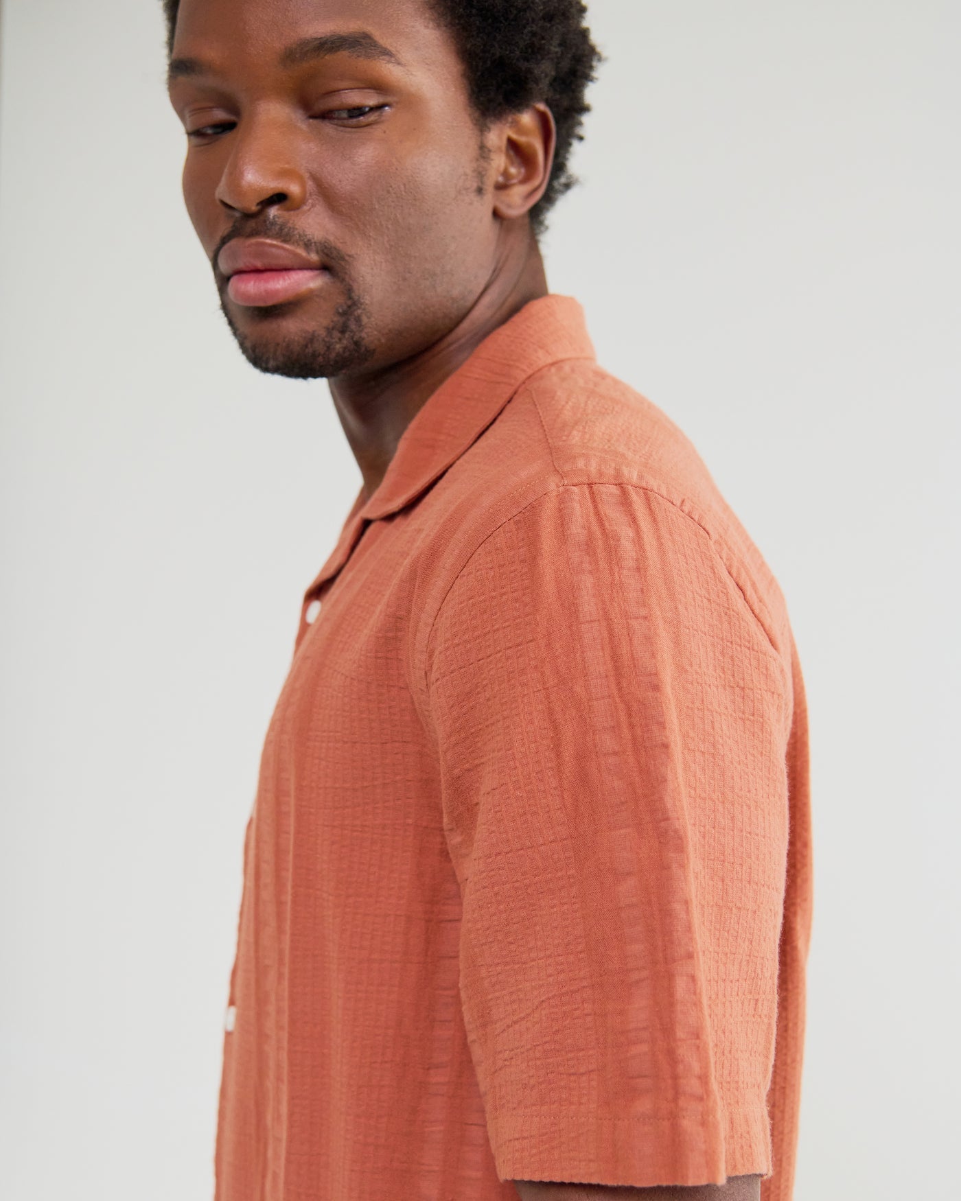 Didcot Shirt in Double Weave Grid Rust