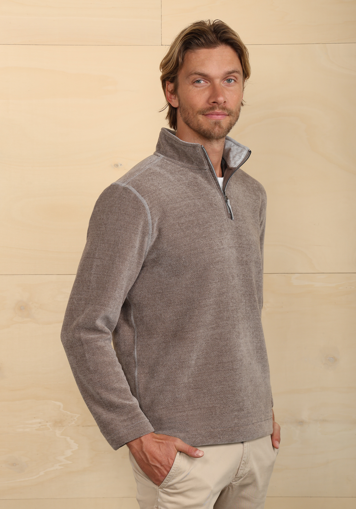 Lux Chenille 1/4 Zip Pullover Grey