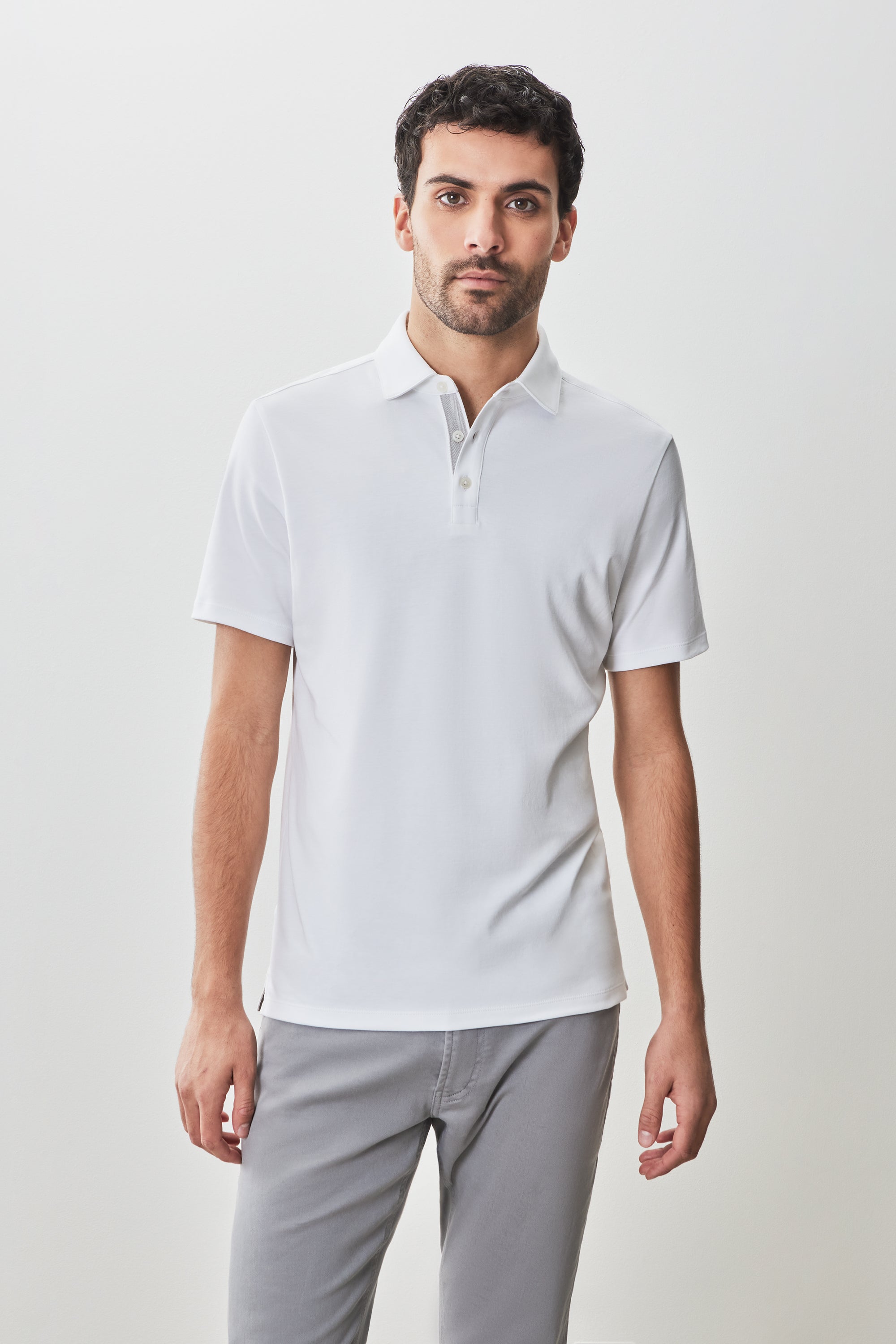 Georgia Short Sleeve Herringbone Polo White