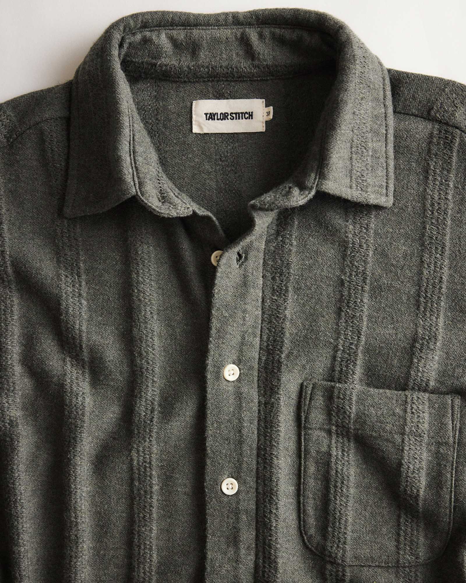 The Short Sleeve California Shirt Heather Olive Pointelle Stripe