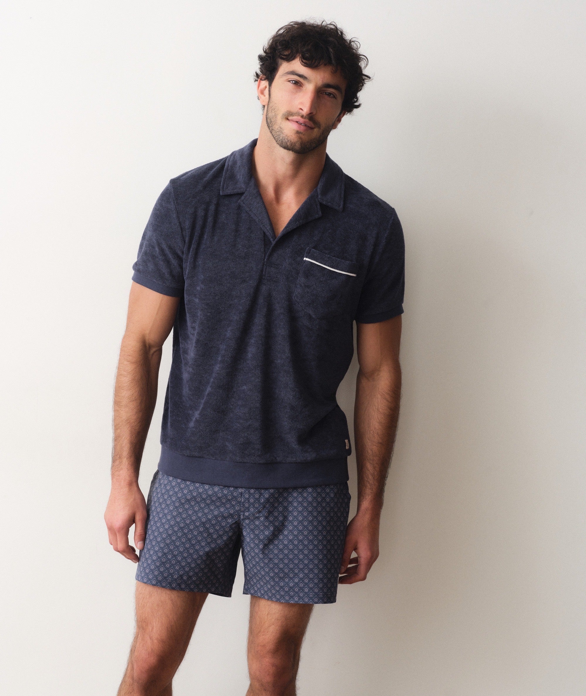 Emilio Vintage Terry Polo Navy/White