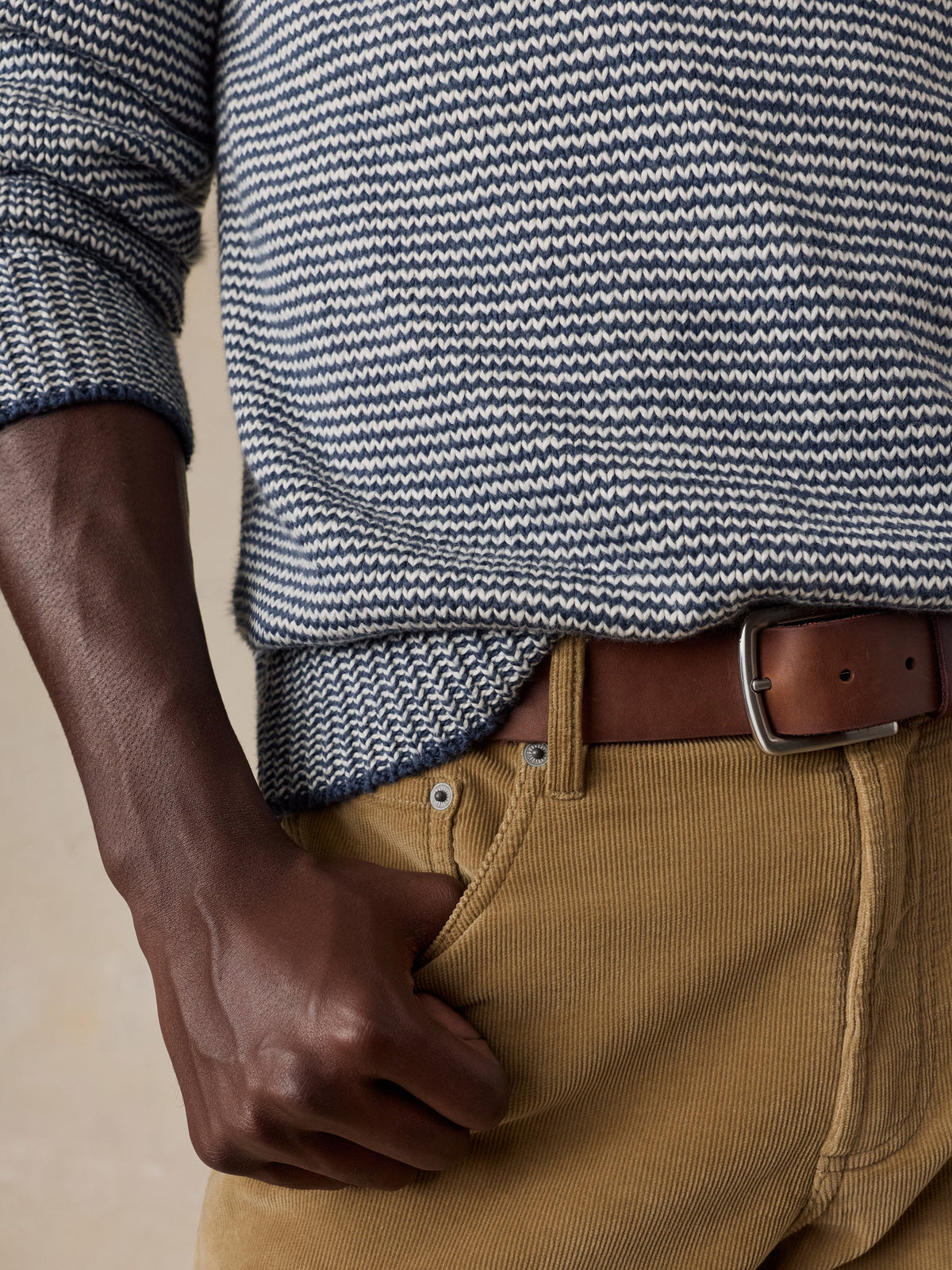 Heirloom Crewneck Sweater Ivory Navy Feeder
