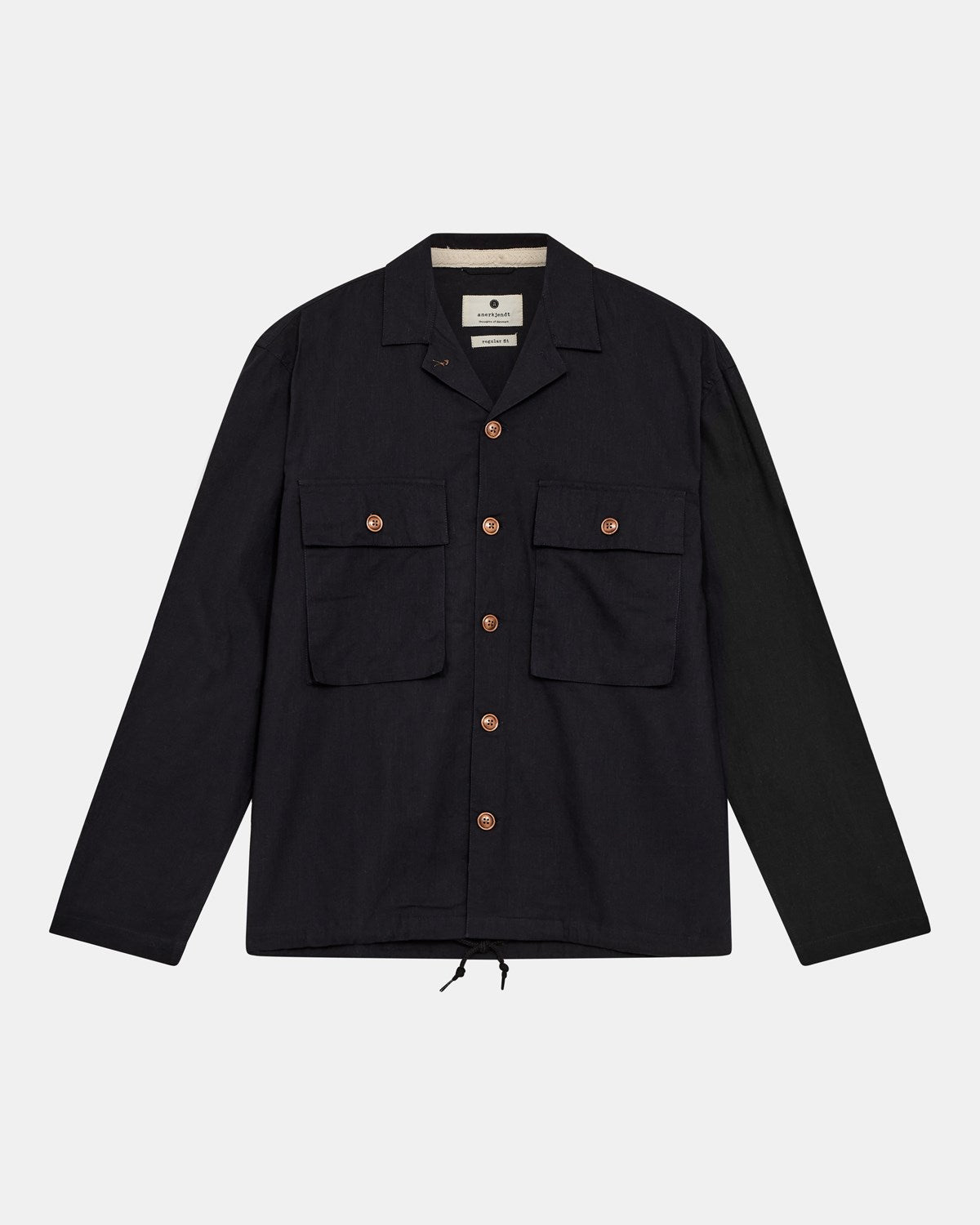 Akotto Cot/Linen Overshirt Caviar