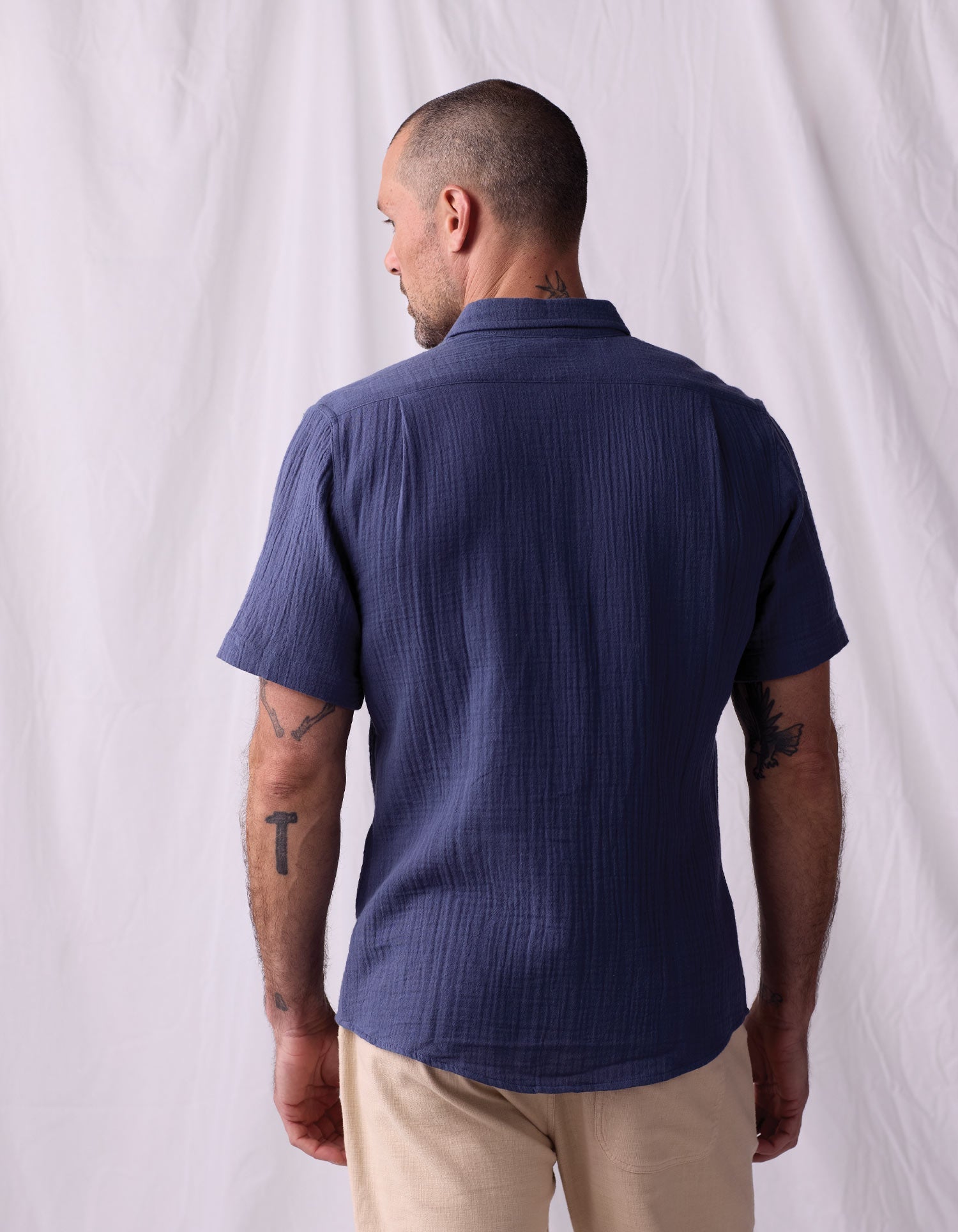 Kalo Short Sleeve Button Up Vintage Blue