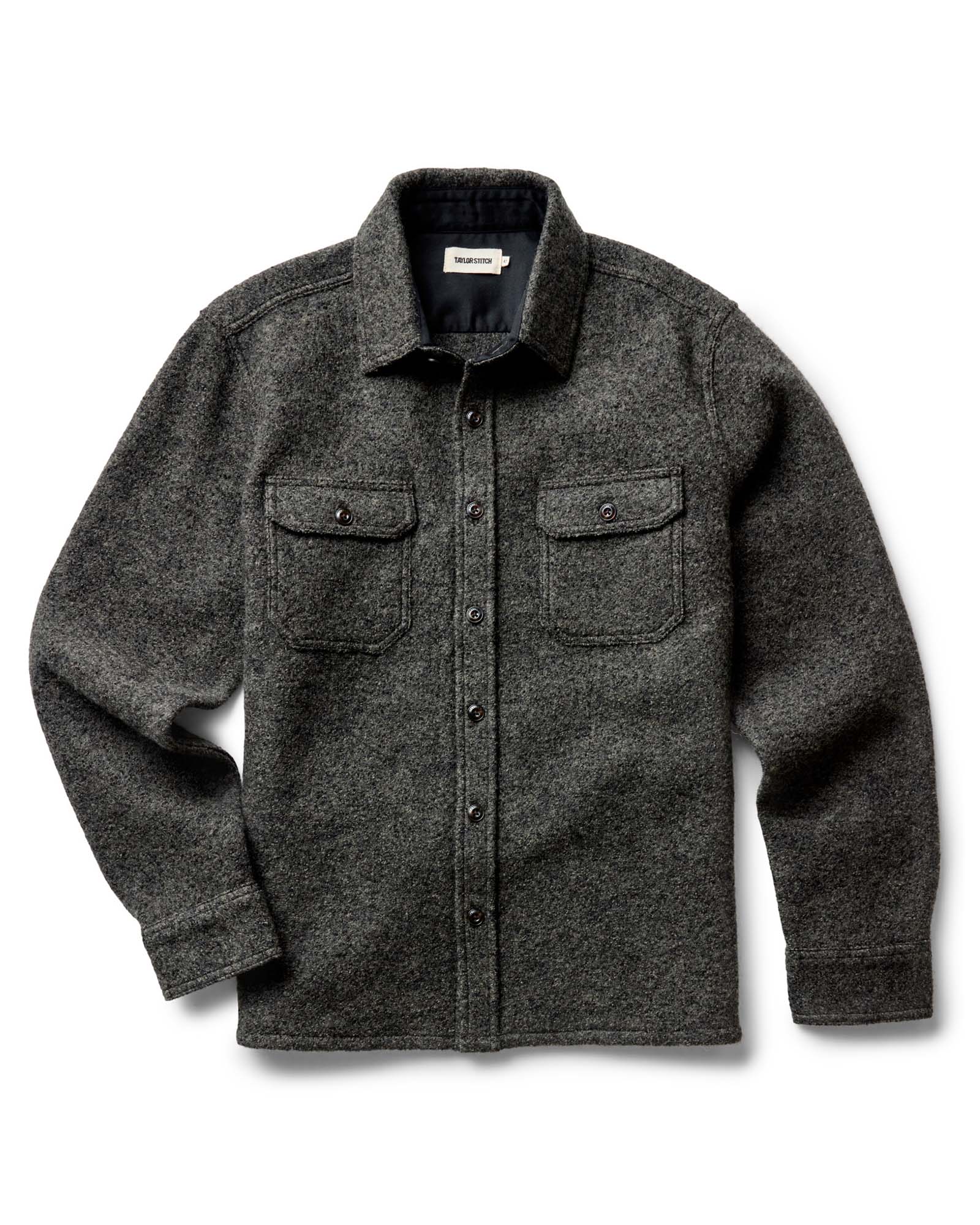 The Connor Overshirt in Boucle Heather Olive