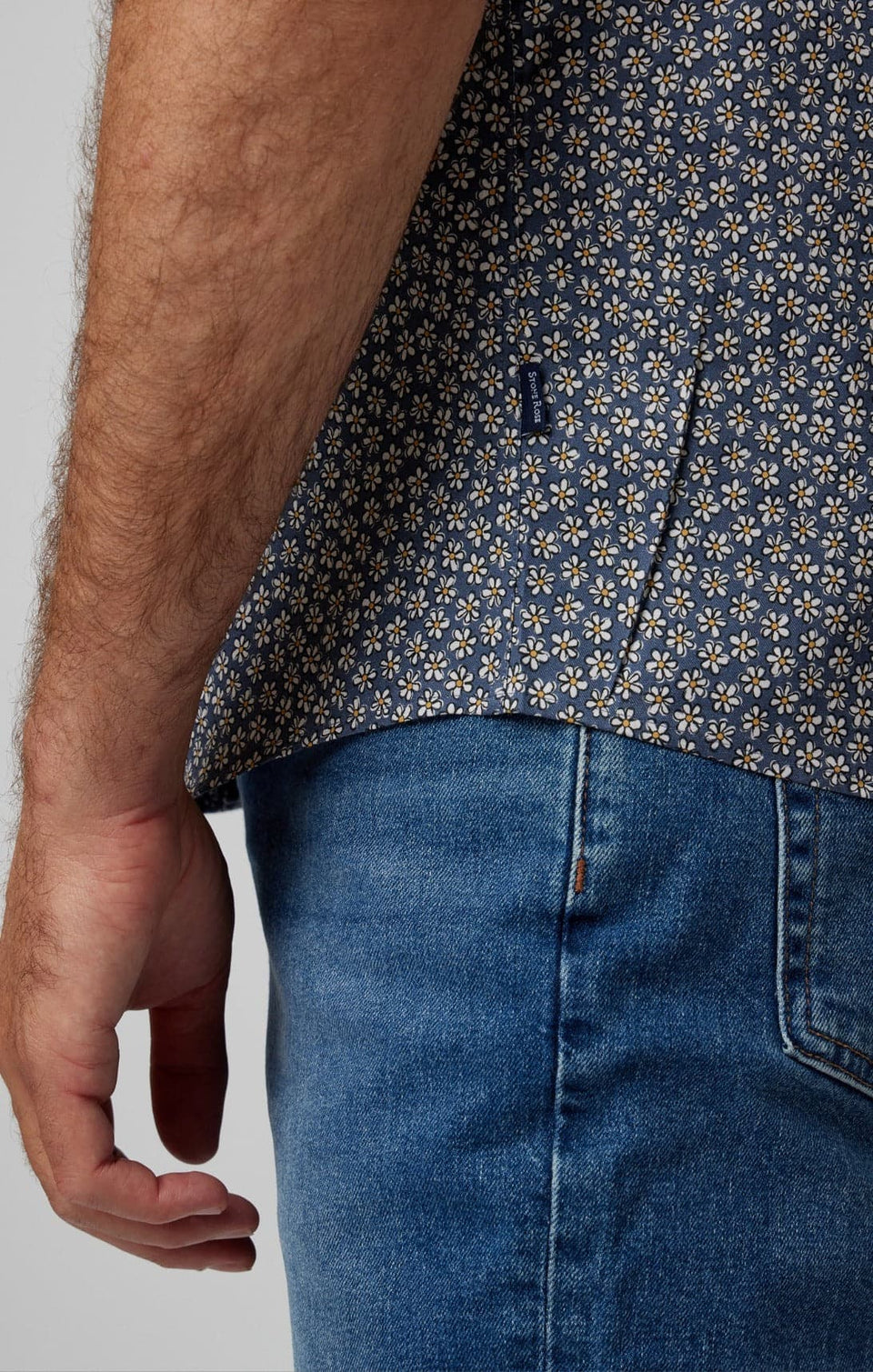 Daisy Print Tencel Shirt Navy