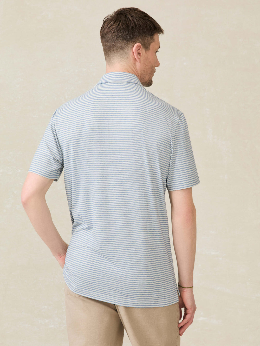 Striped Movement Short Sleeve Polo Long Valley Stripe