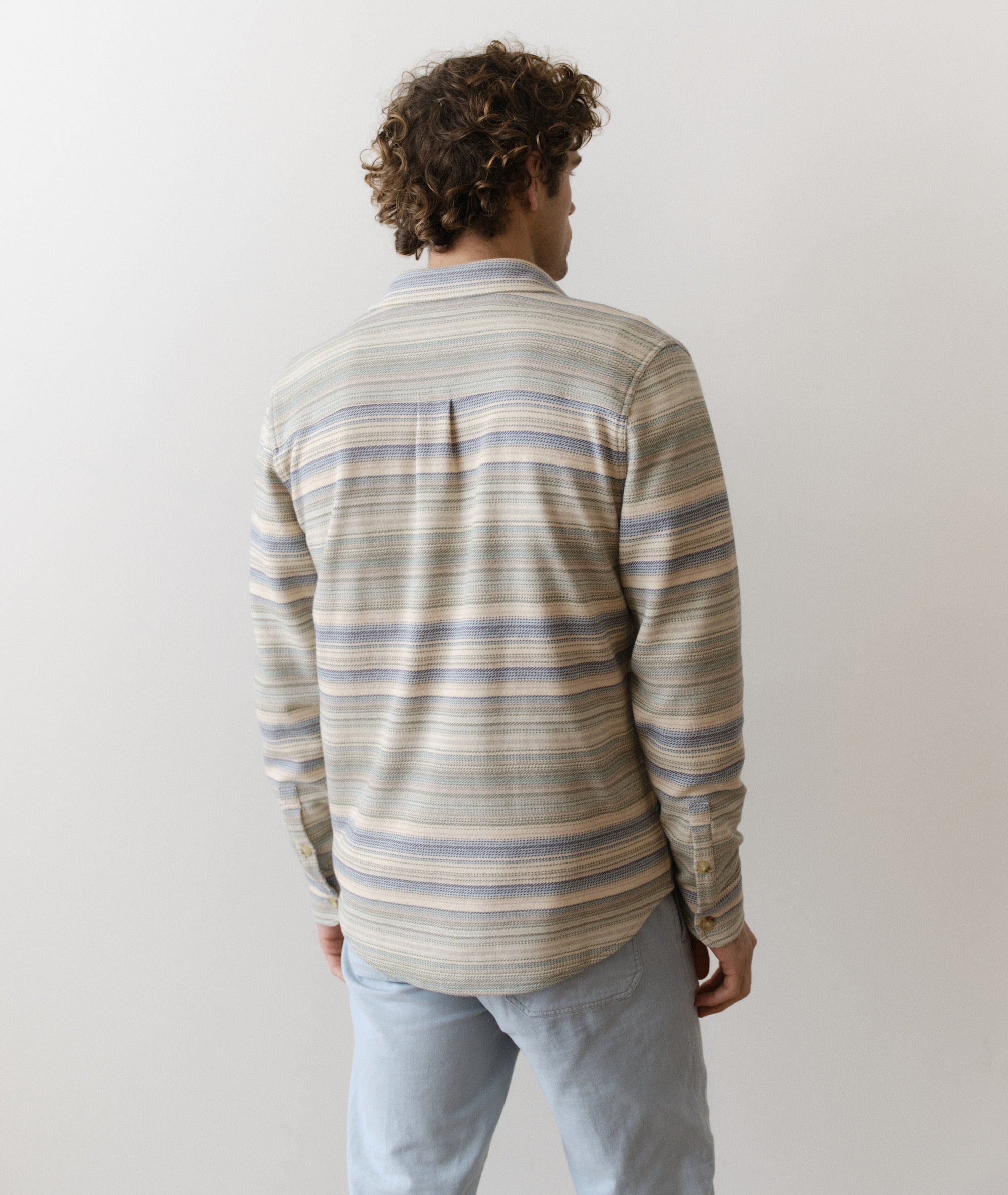 Pacifica Stretch Twill Overshirt Blue/Green Baja Stripe