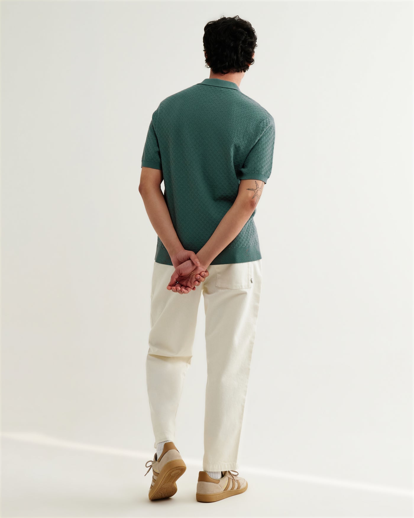 Naples Polo in Retro Diamond Cotton Sea Green