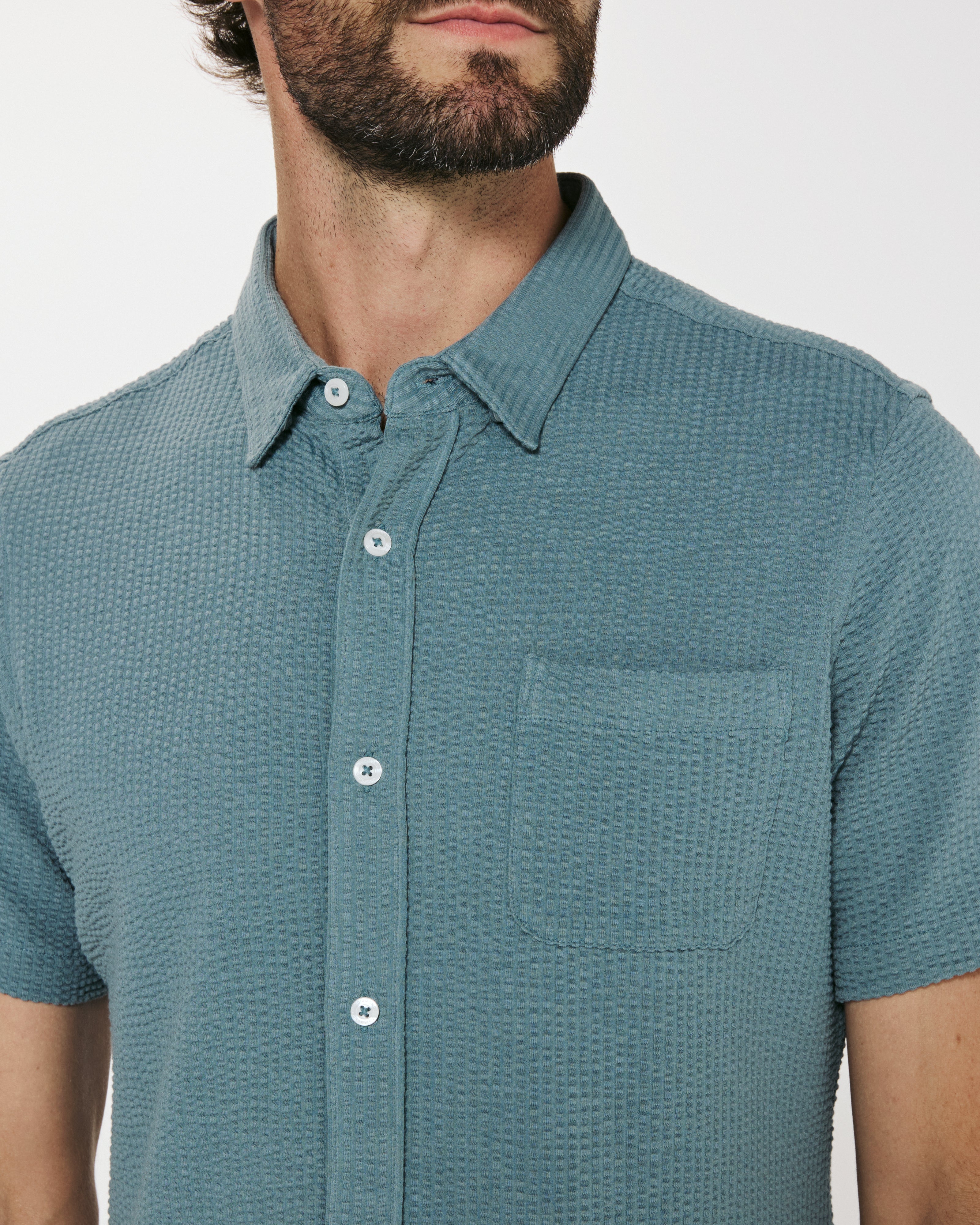 Bennet Seersucker Shirt Stone Blue