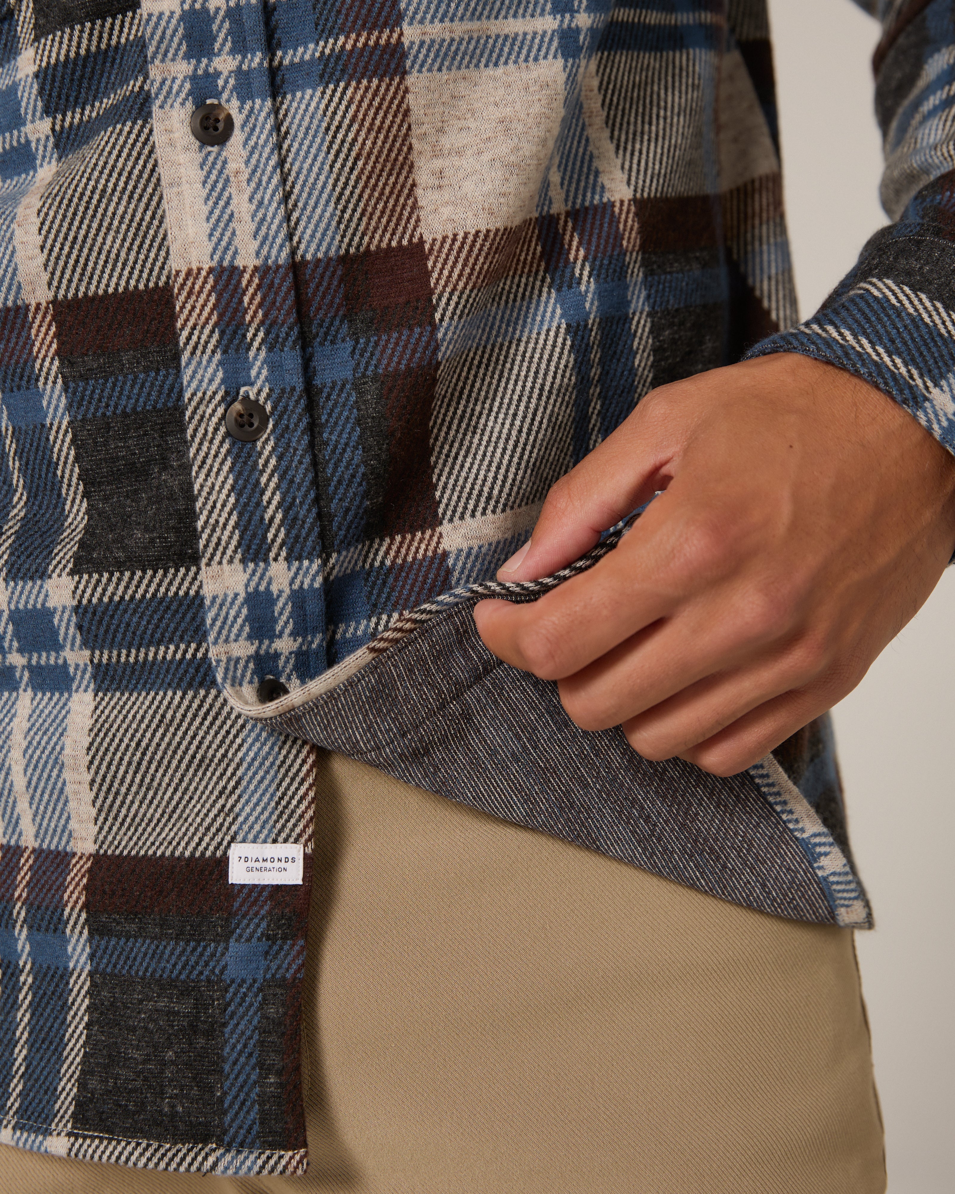 Generation Long Sleeve Plaid Shirt Brown