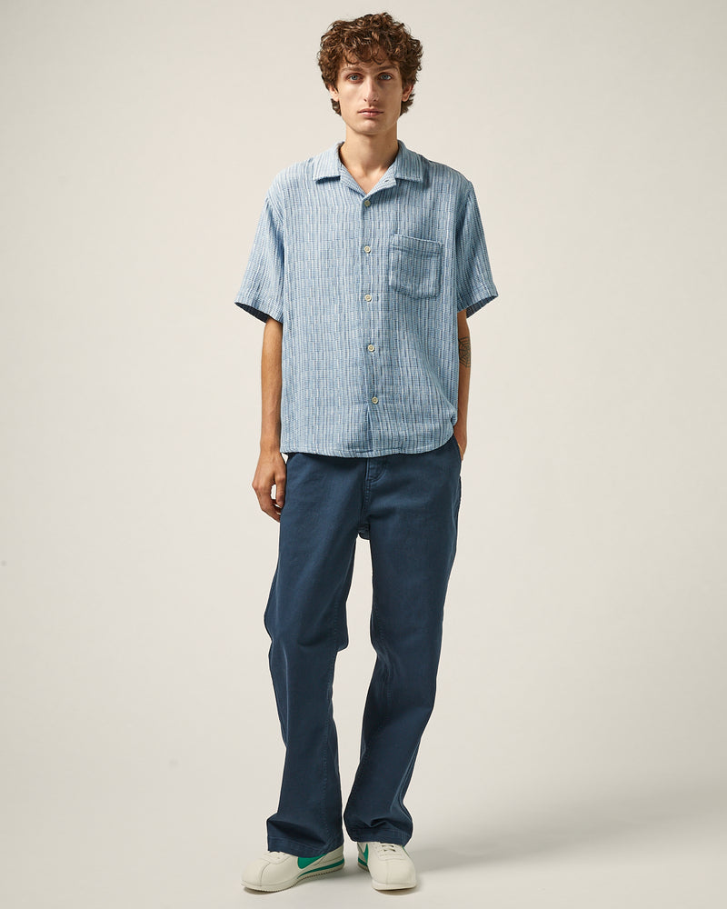 Rainbow Weave Short Sleeve Camp Shirt Indigo