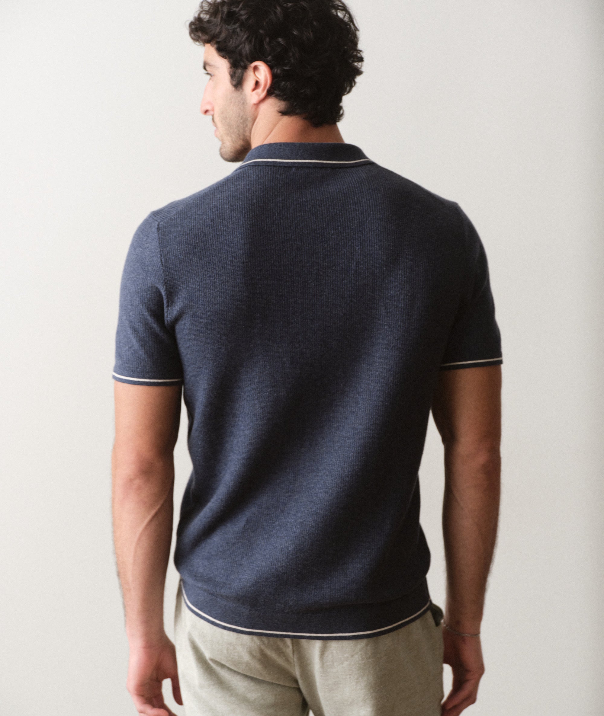 Liam Short Sleeve Sweater Polo Dark Indigo
