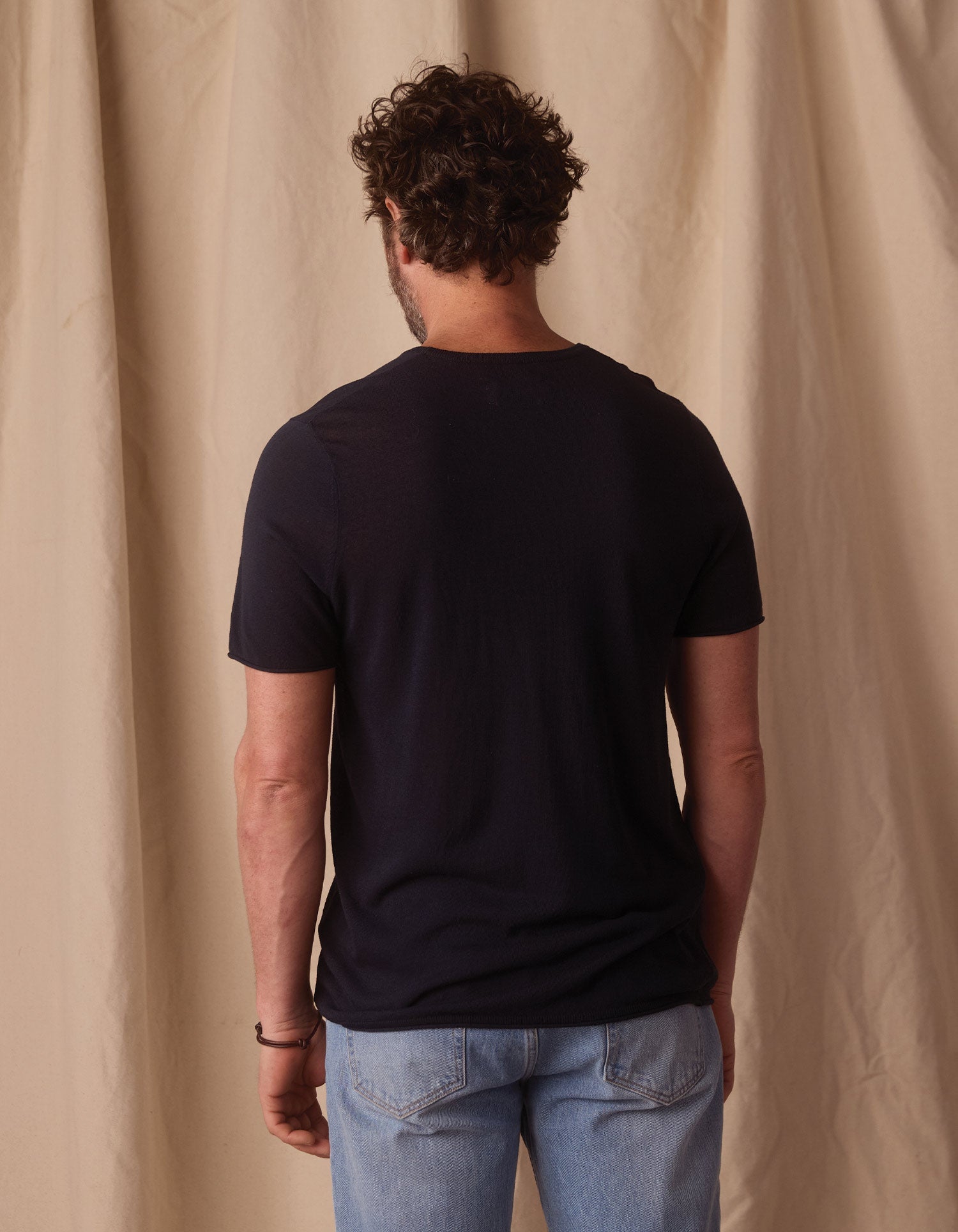 Summer Linen Blend Tee Navy