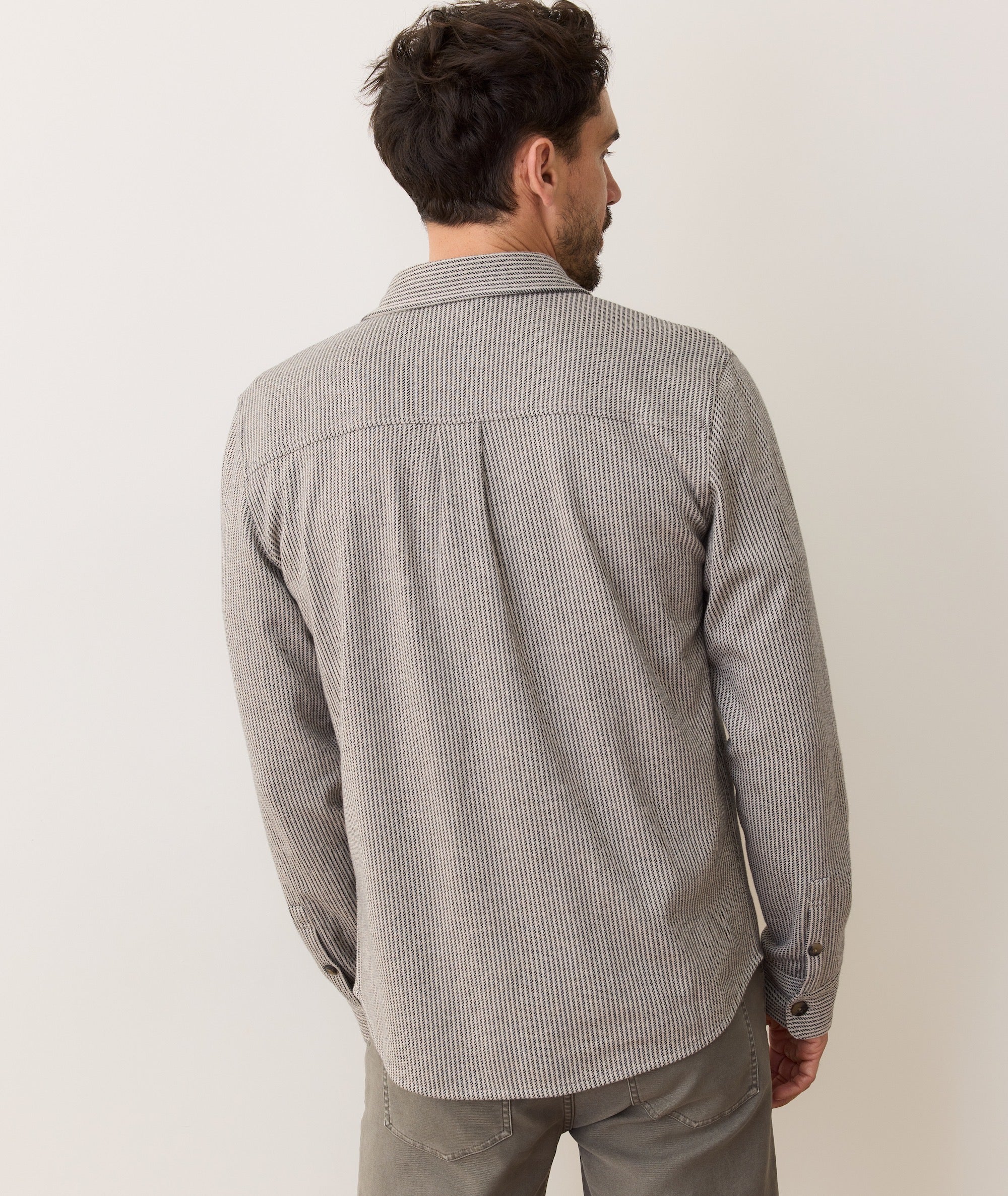 Pacifica Stretch Twill Overshirt Grey Railroad Stripe