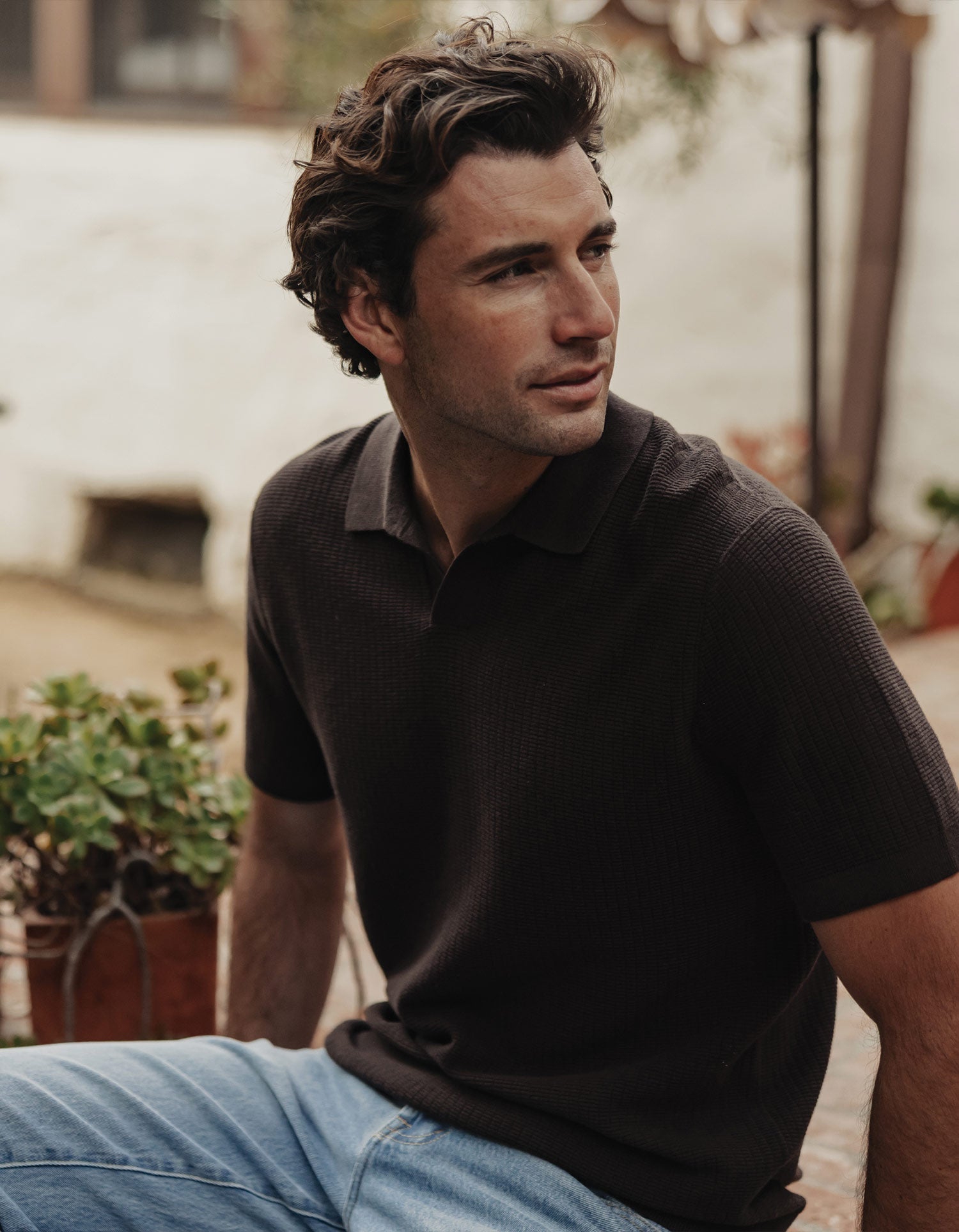 Breezeknit Short Sleeve Polo Dark Brown