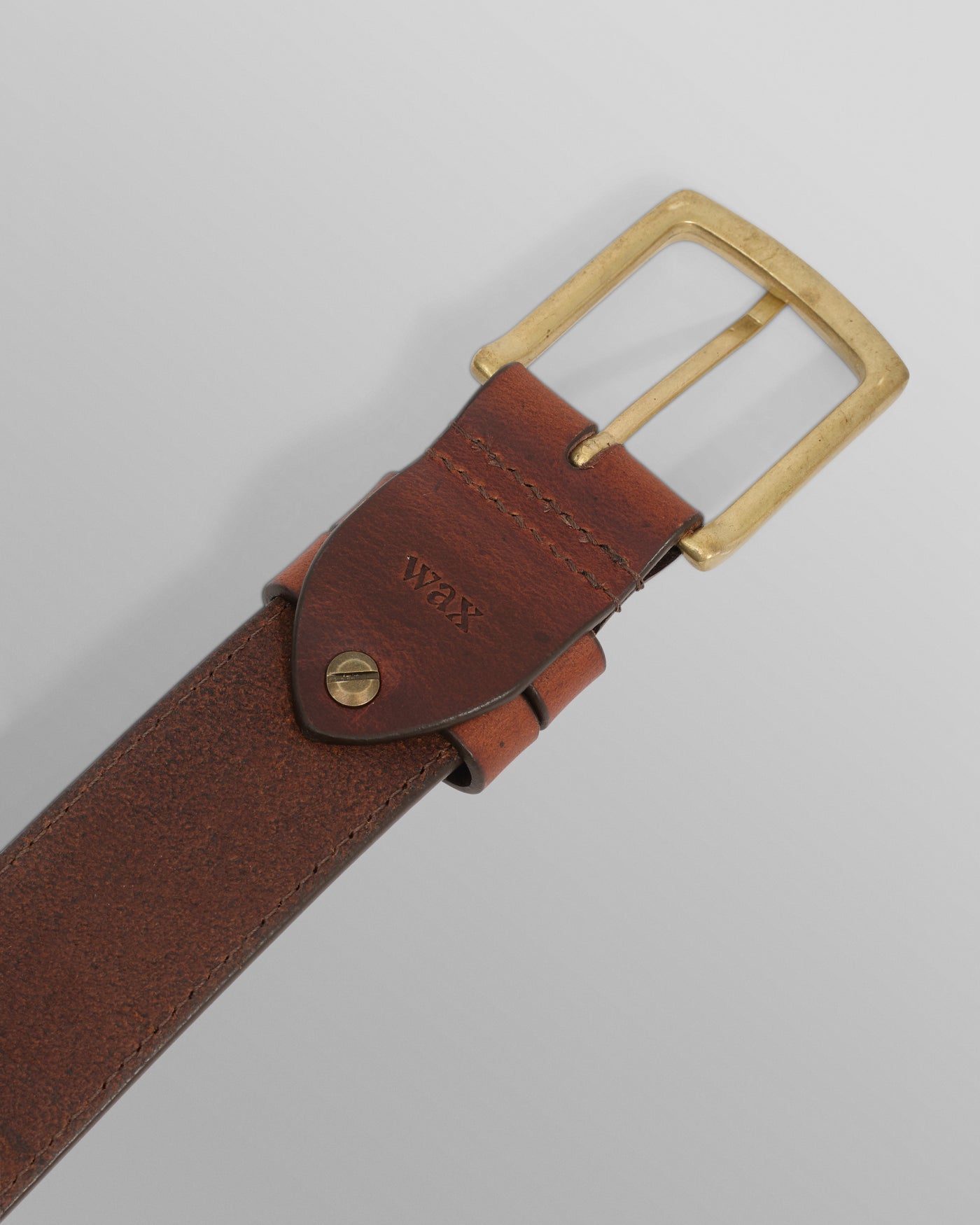 Paton Belt - Geo Stitch Leather Dark Brown