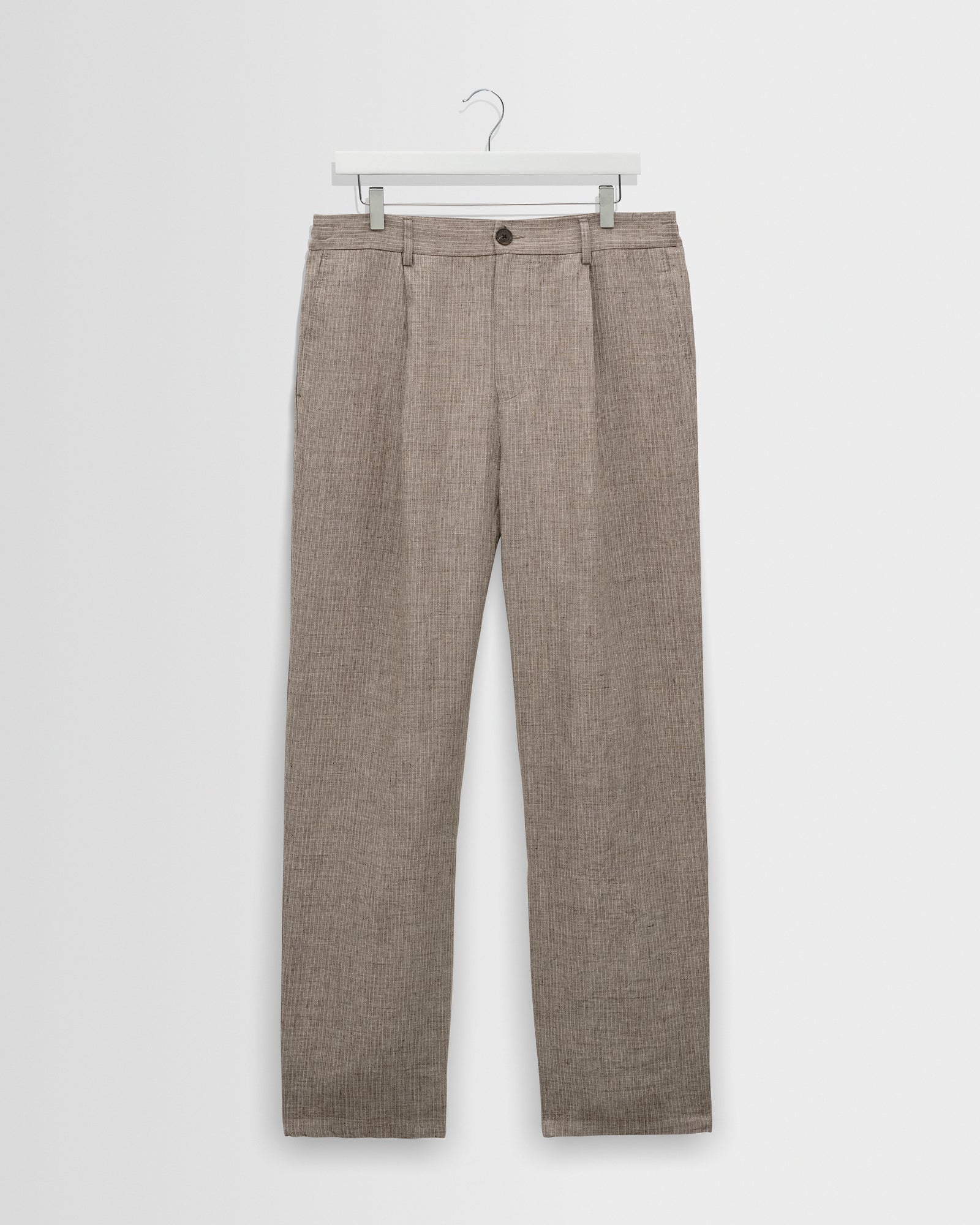 Malham Trouser in Linen Stripe Natural/Brown