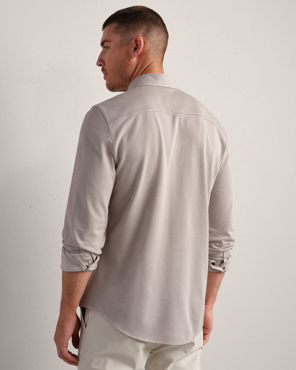 Effortless Oxford Button Down Foggy Taupe Heather