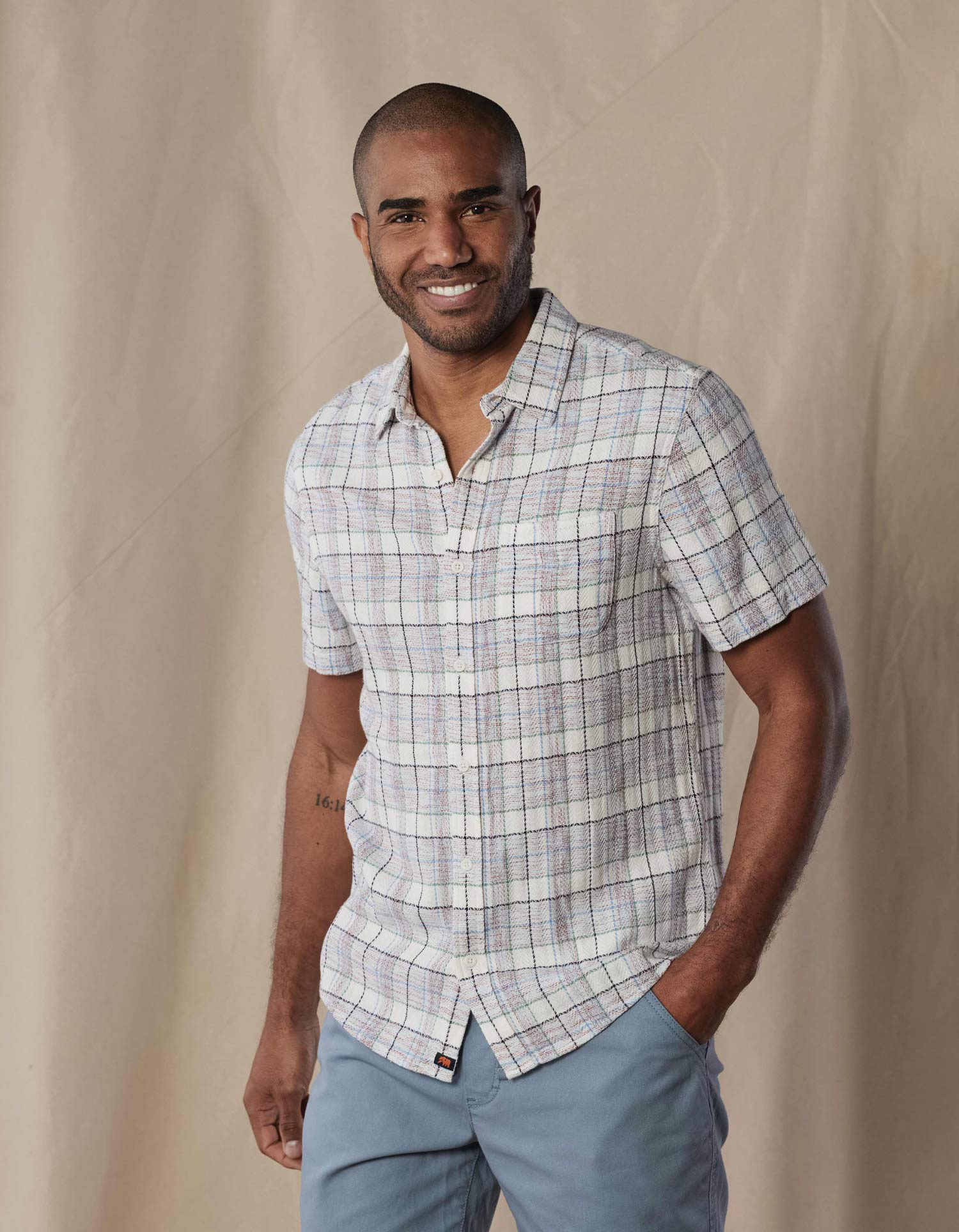 Freshwater Button Up Shirt Clear Sky Plaid