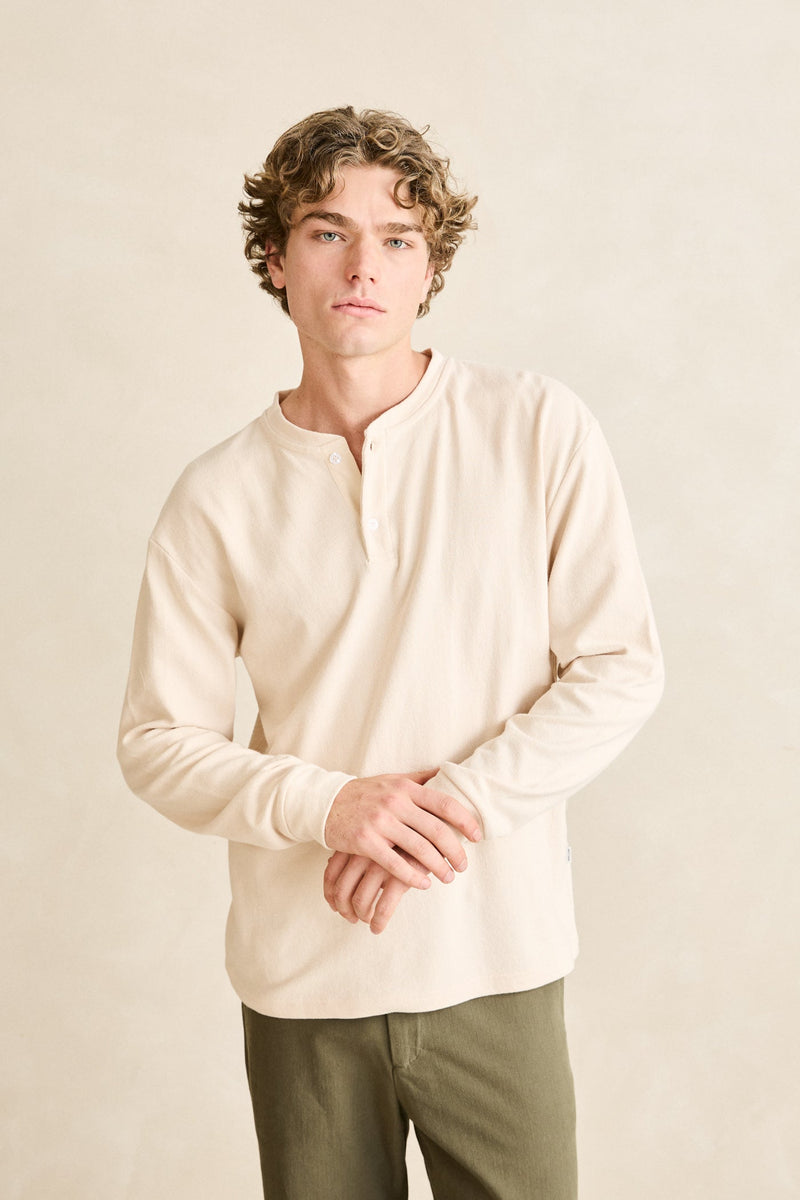 Vintage Jersey L/S Henley Natural